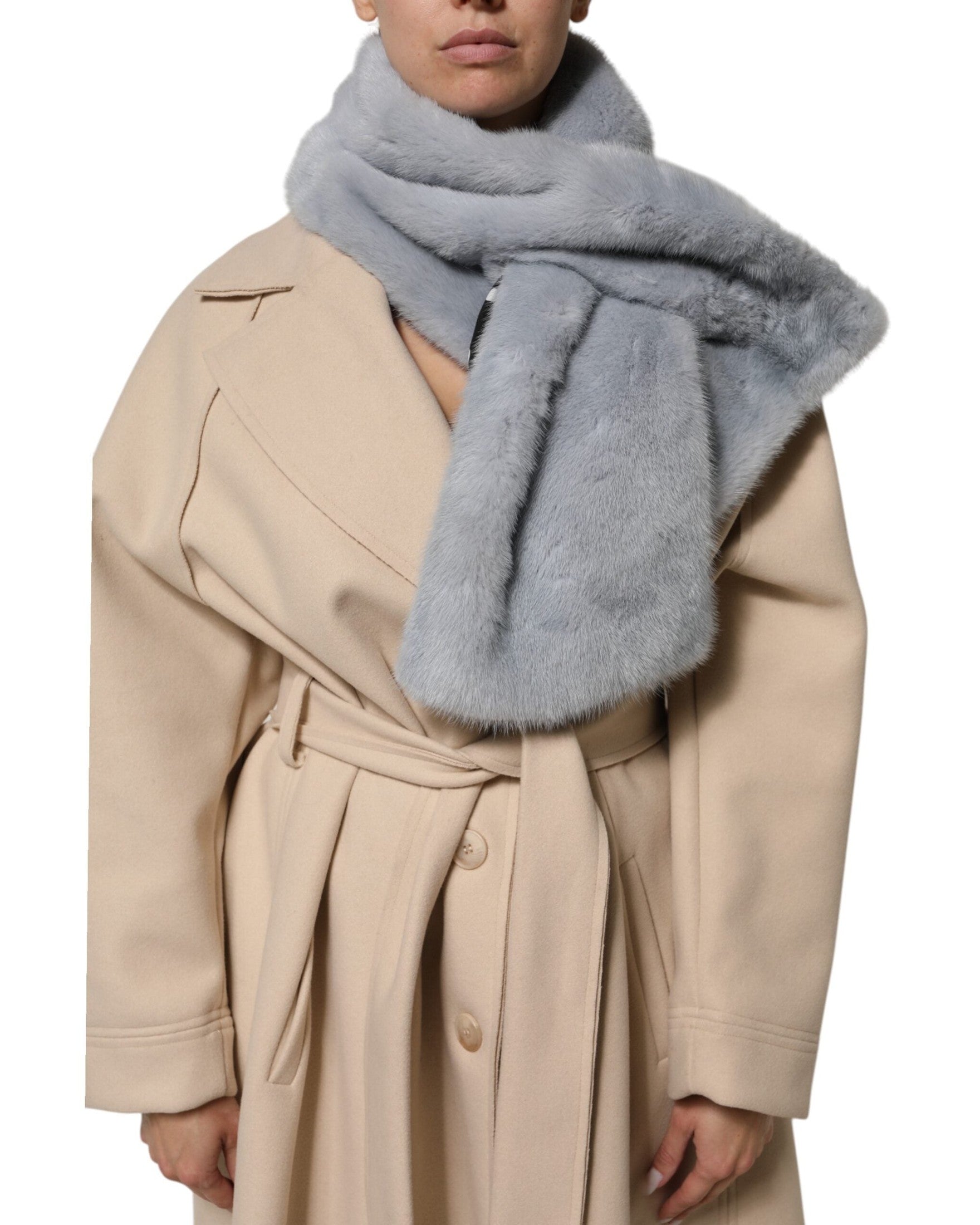 Dolce & Gabbana Blue Powder Mink Fur Neck Warmer Scarf