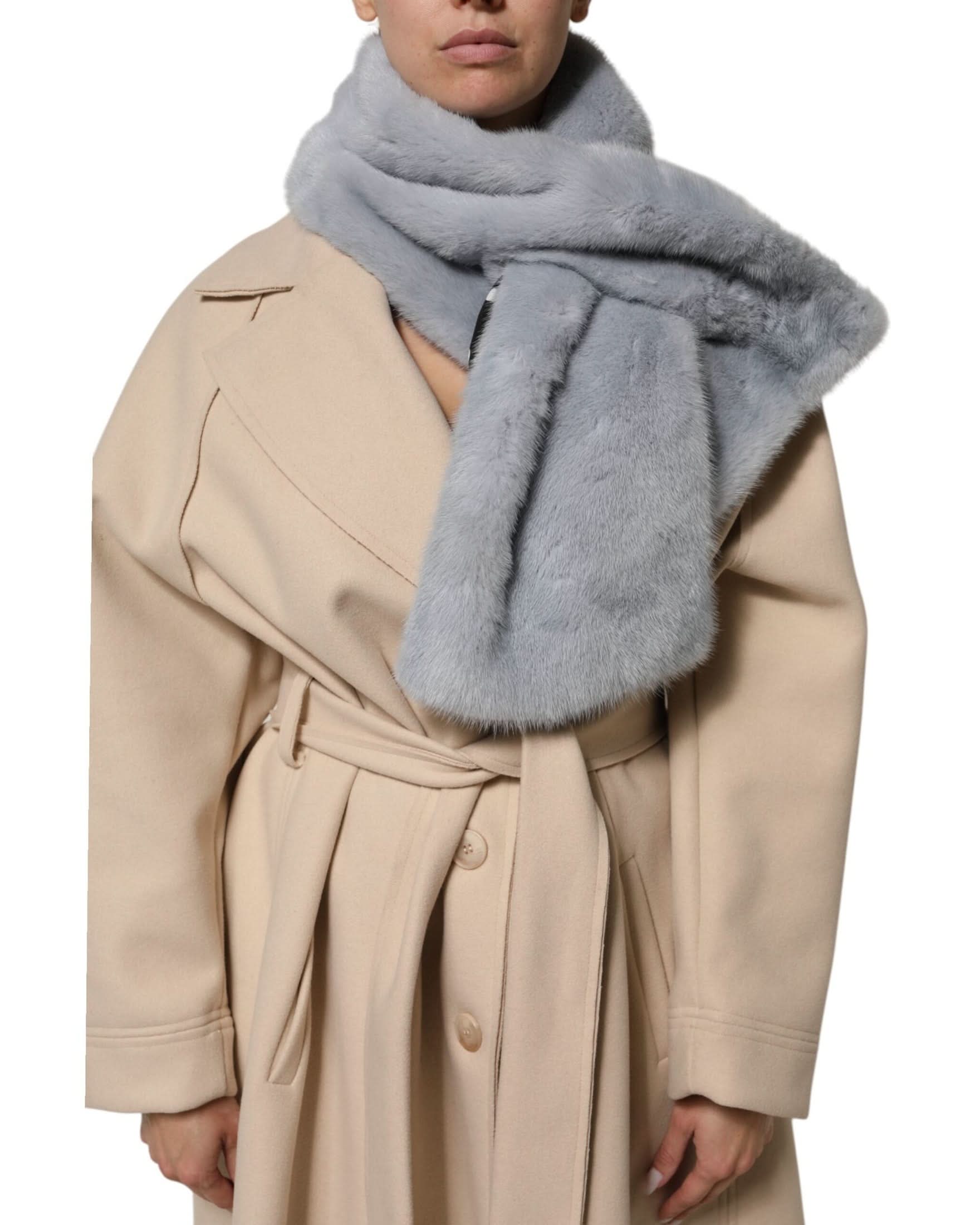 Dolce & Gabbana Blue Powder Mink Fur Neck Warmer Scarf