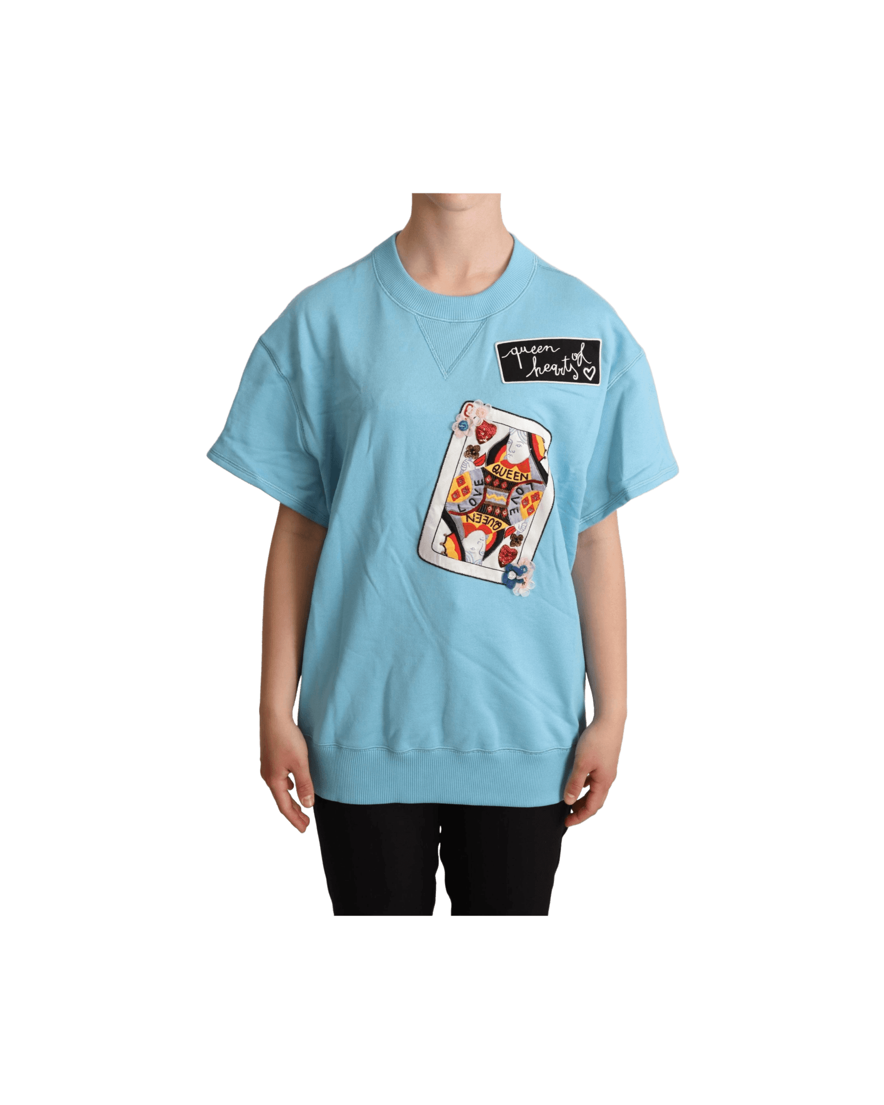 Dolce & Gabbana Blue Queen Of Hearts Card Sweater Sweaters