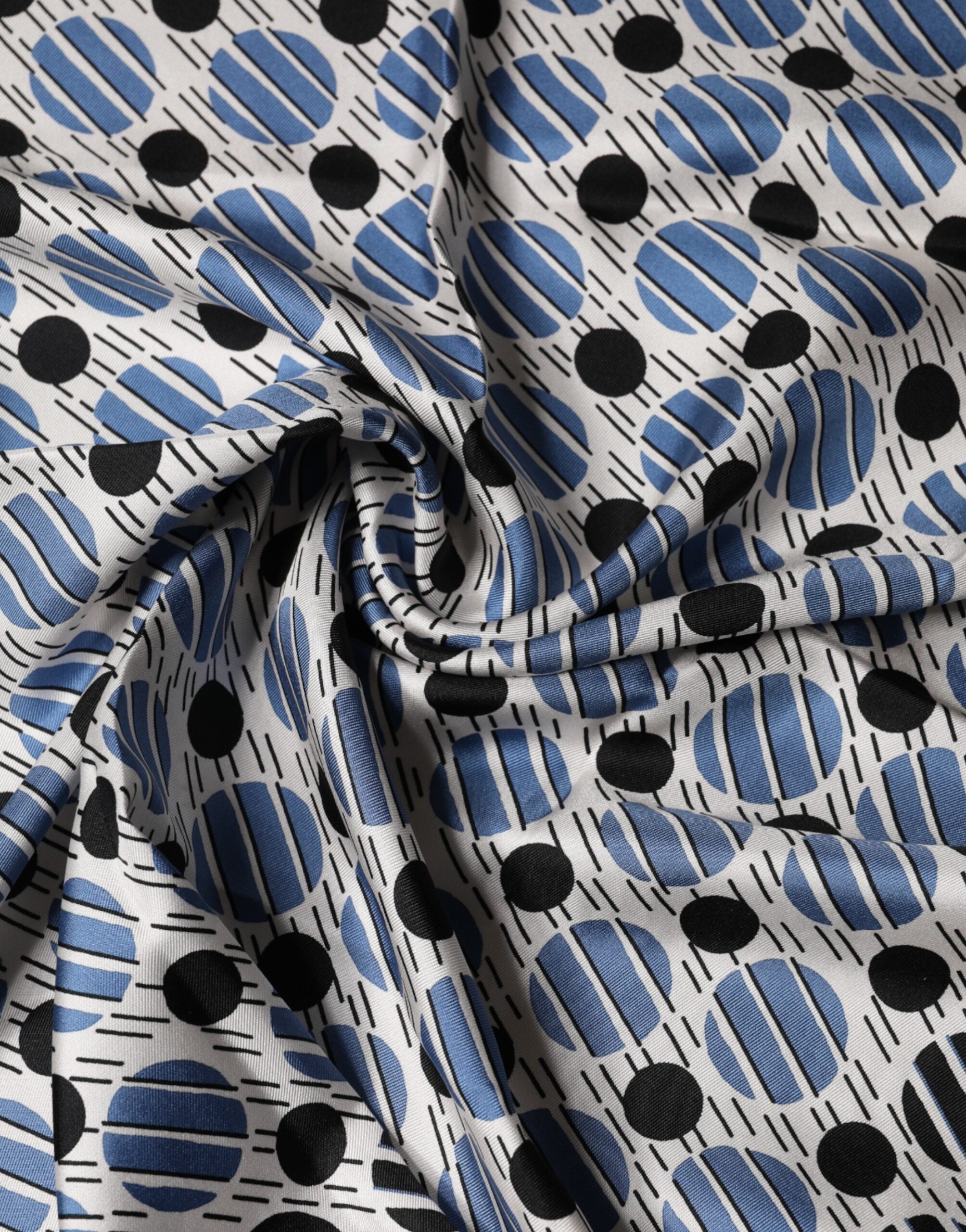 Dolce & Gabbana Blue Silk Dotted Square Foulard 66cm Scarf Glam Steals