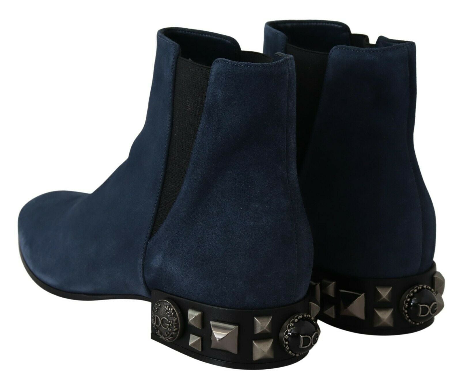 Dolce & Gabbana Blue Suede Embellished Studded Boots Glam Steals