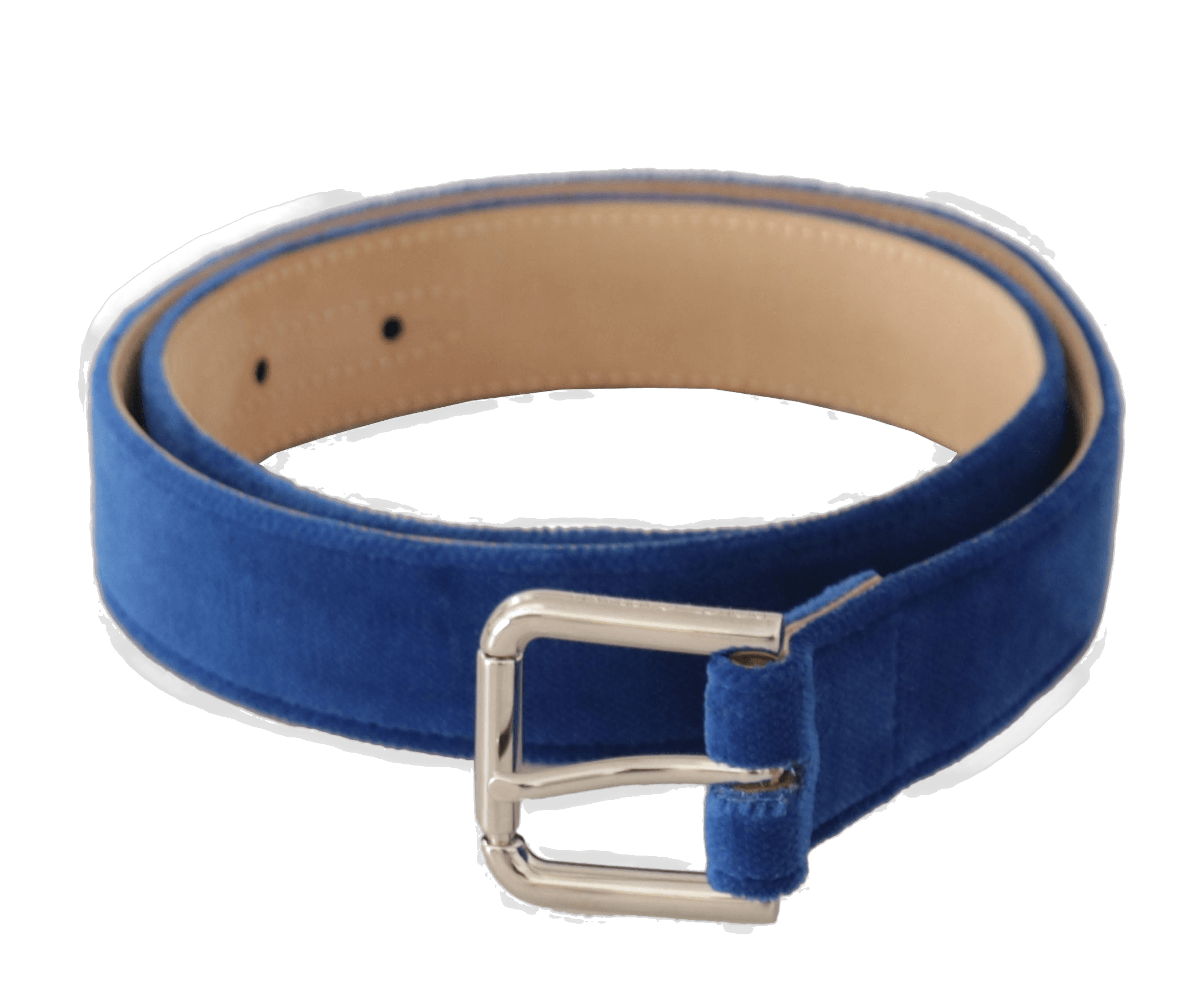 Dolce & Gabbana Blue Velvet Silver Logo Engraved Metal Buckle Belt Glam Steals