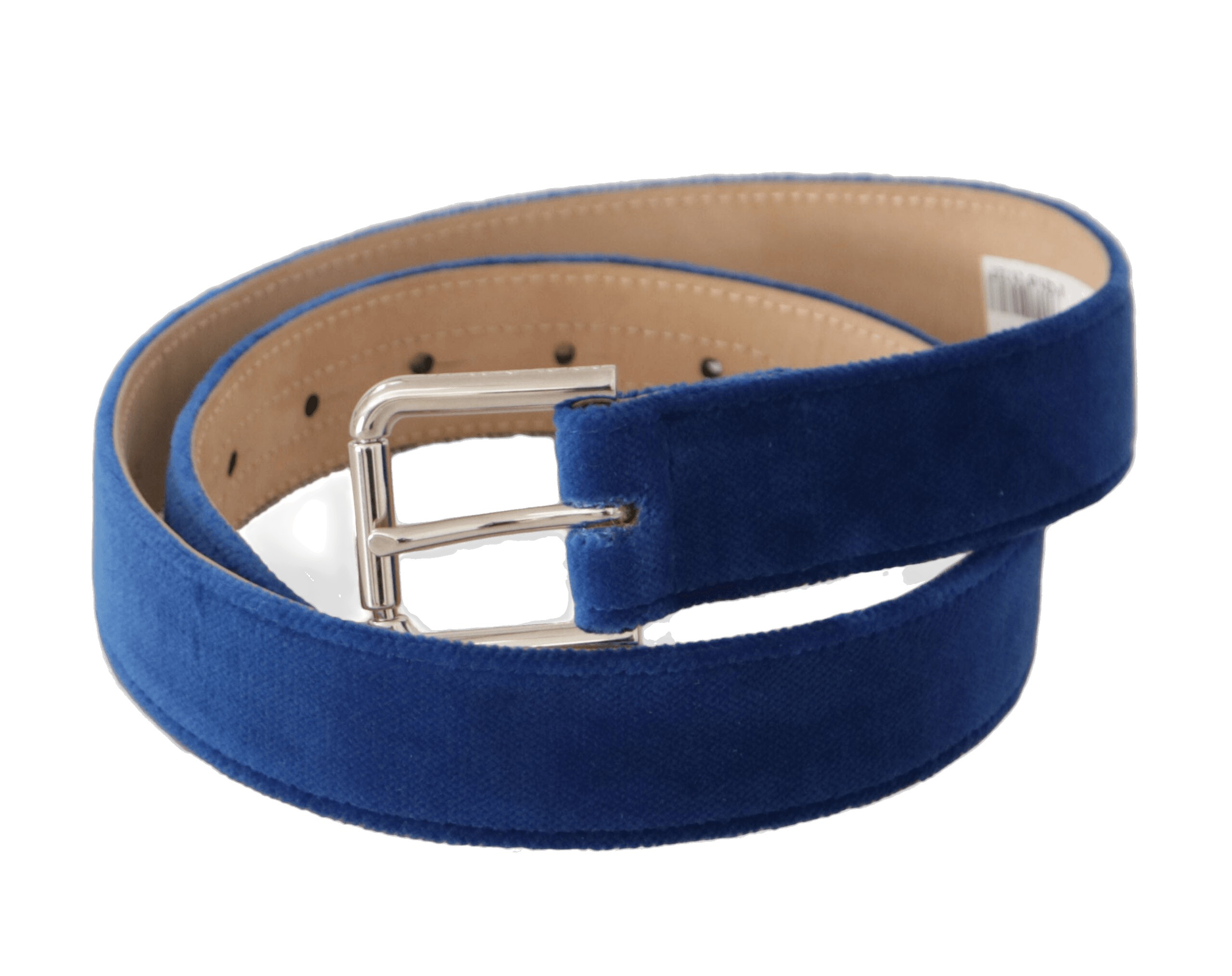 Dolce & Gabbana Blue Velvet Silver Logo Engraved Metal Buckle Belt Glam Steals