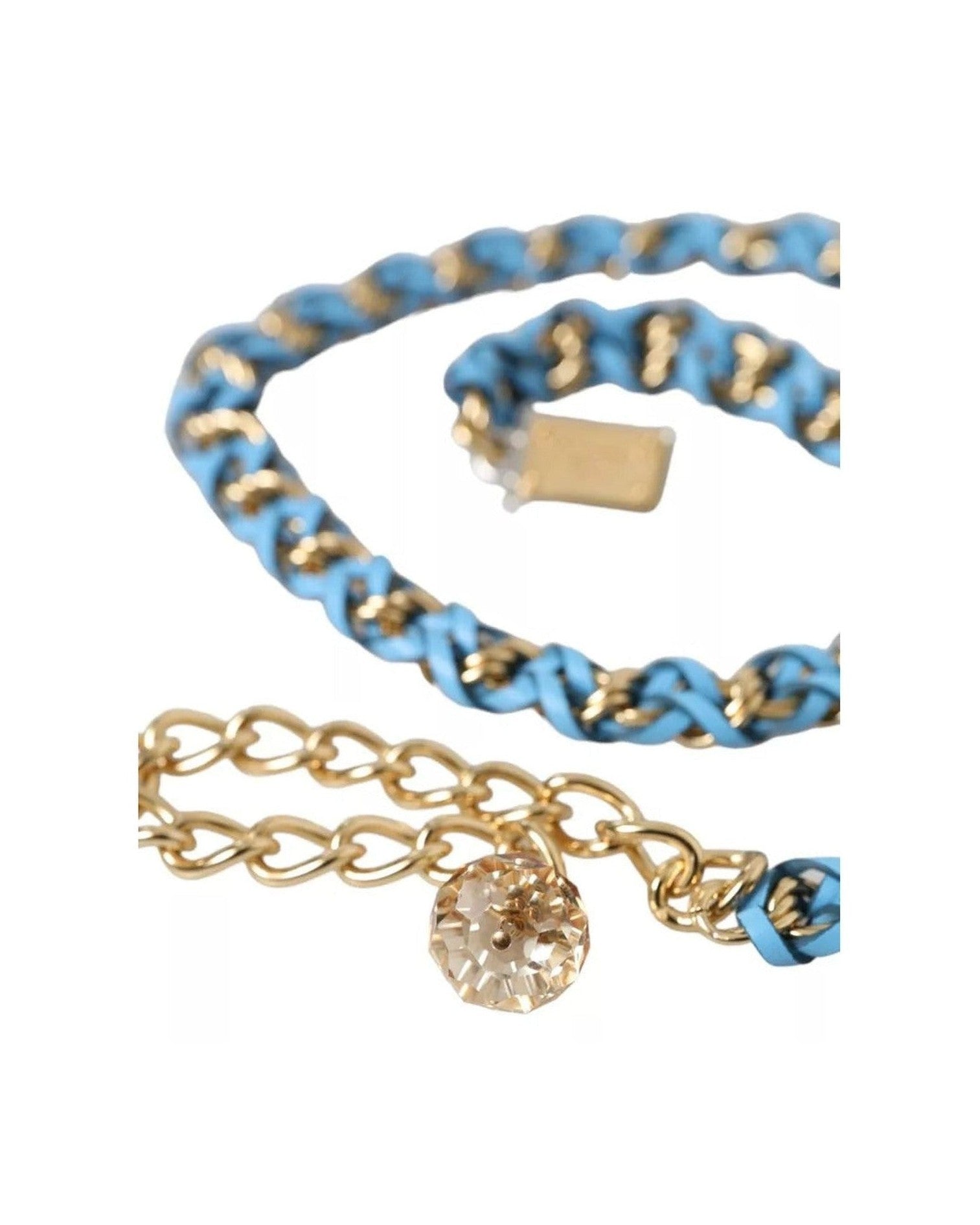 Dolce & Gabbana Braided Brass Chain Waist Blue Gold Belt Glam Steals
