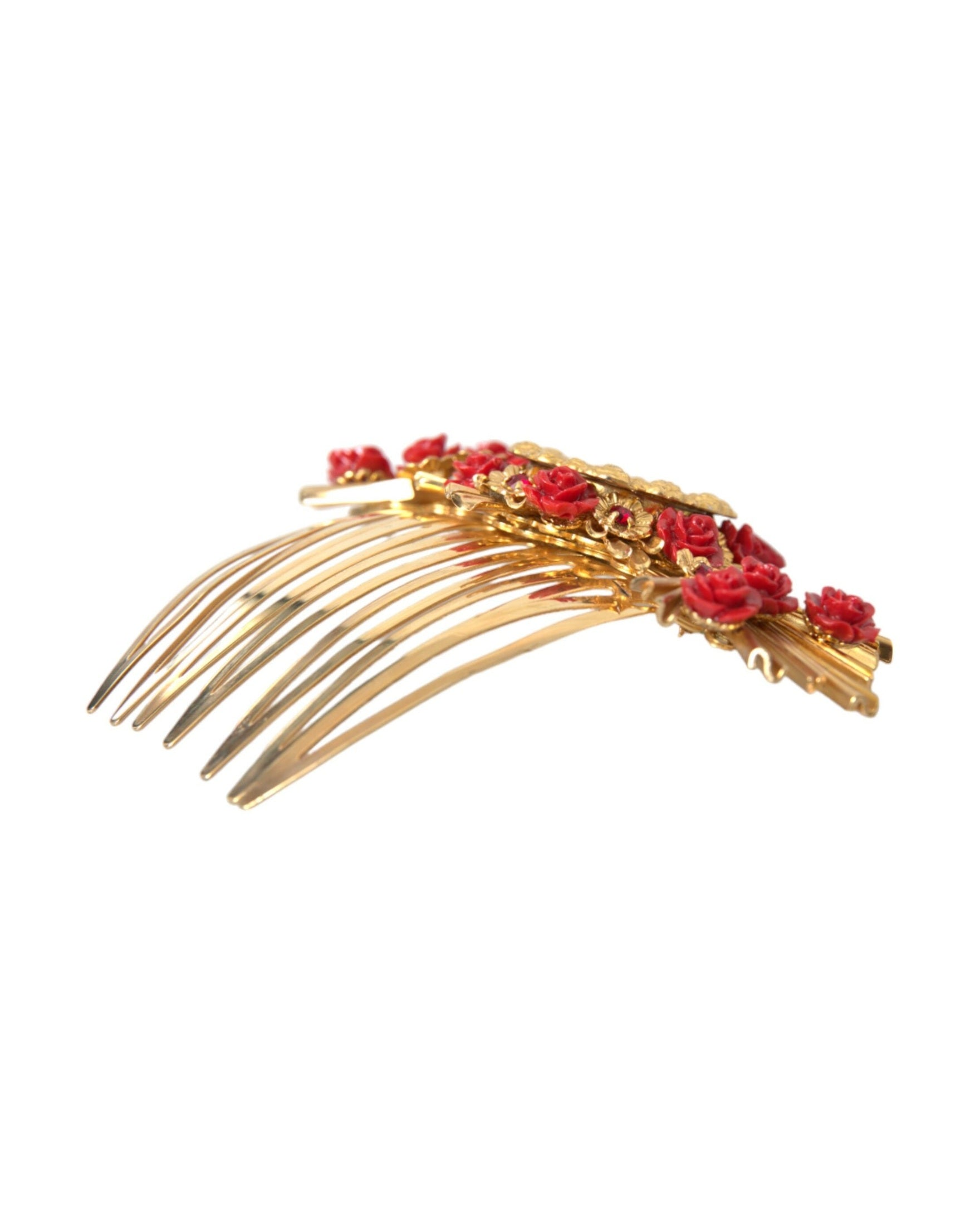 Dolce & Gabbana Brass Crystal Heart Floral Hair Gold Comb Glam Steals