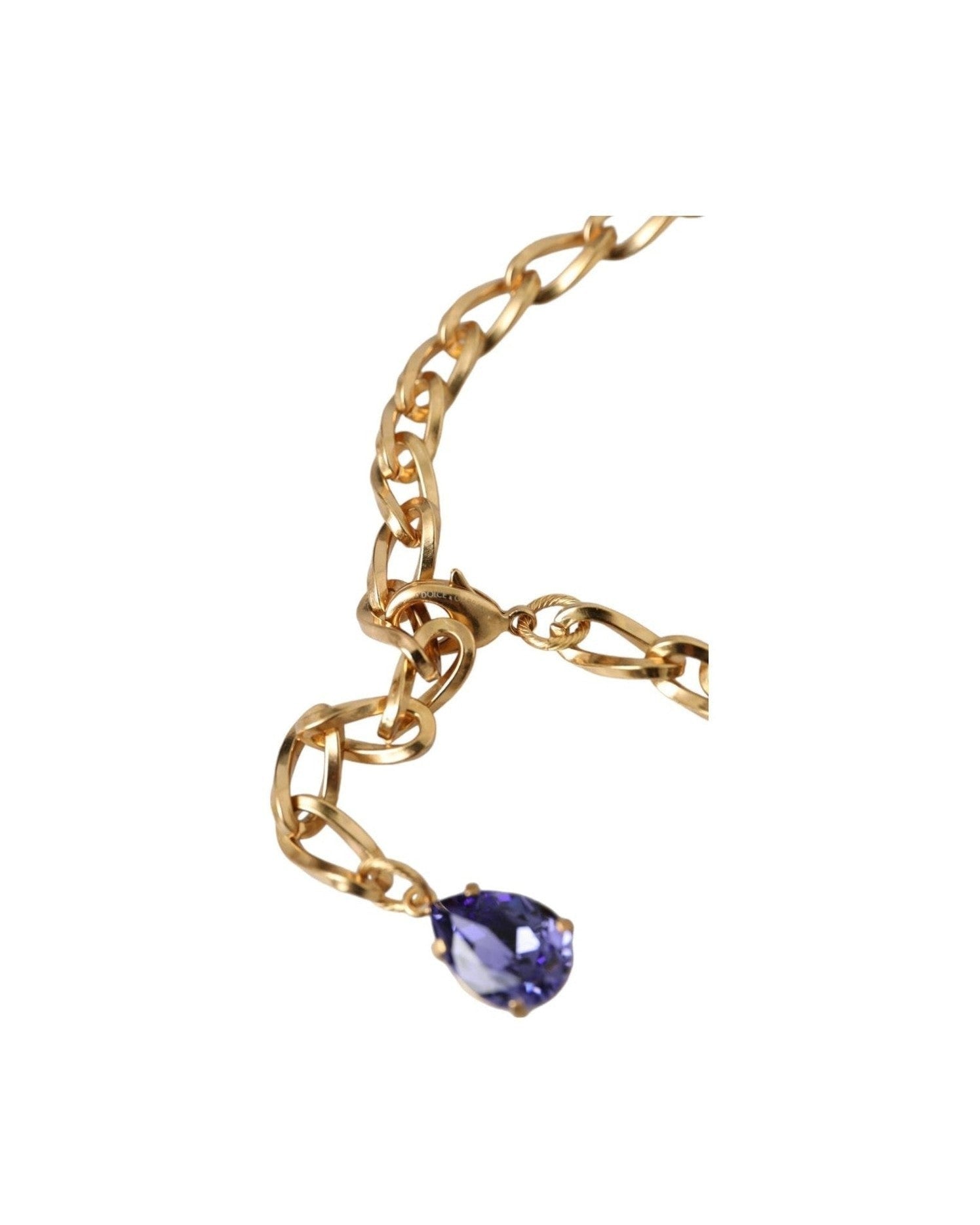 Dolce & Gabbana Brass Crystal Pearl Pendants Gold Purple Pink Necklace Glam Steals