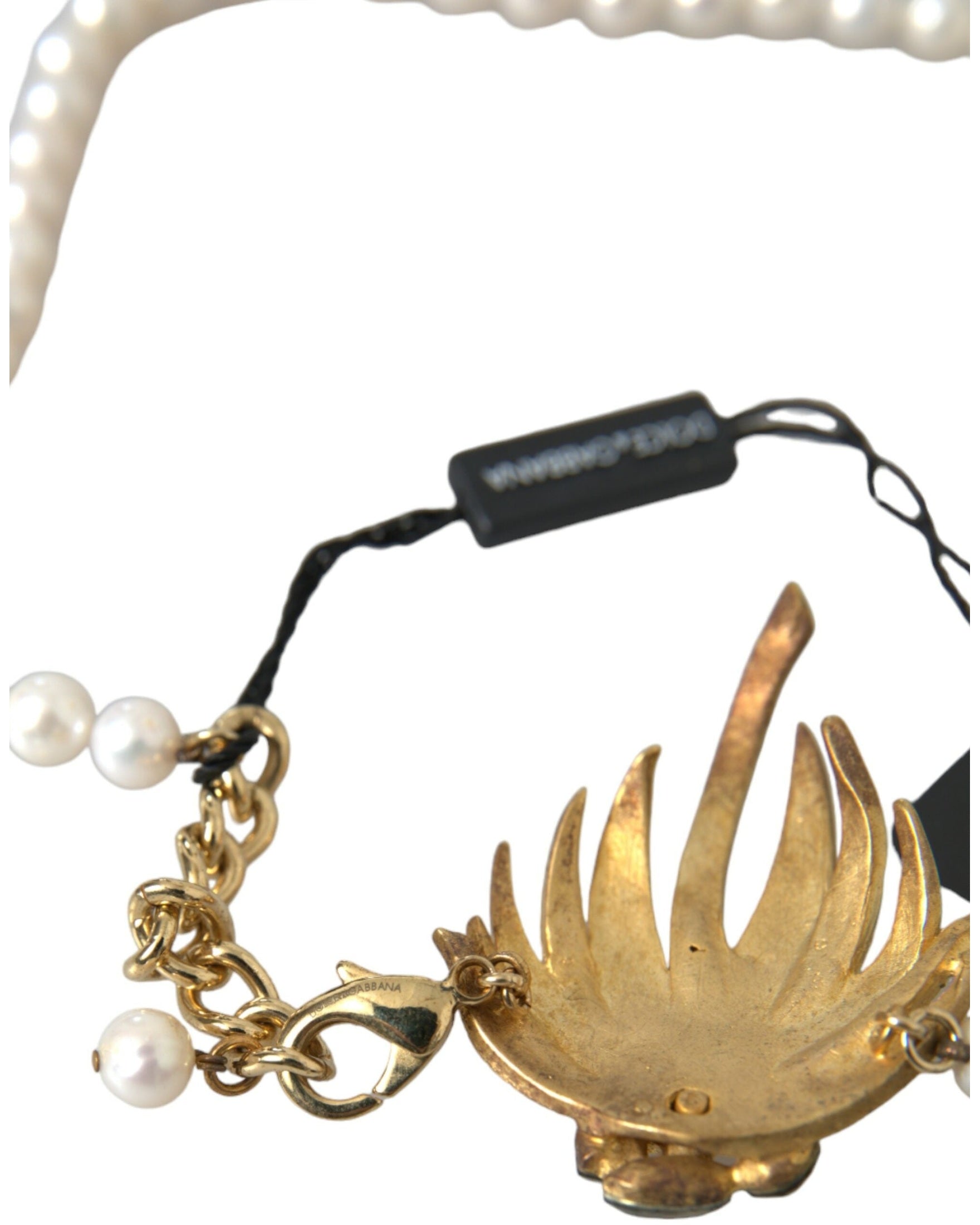 Dolce & Gabbana Brass Crystal Pearl Tree Pendant Charm Gold Necklace Glam Steals