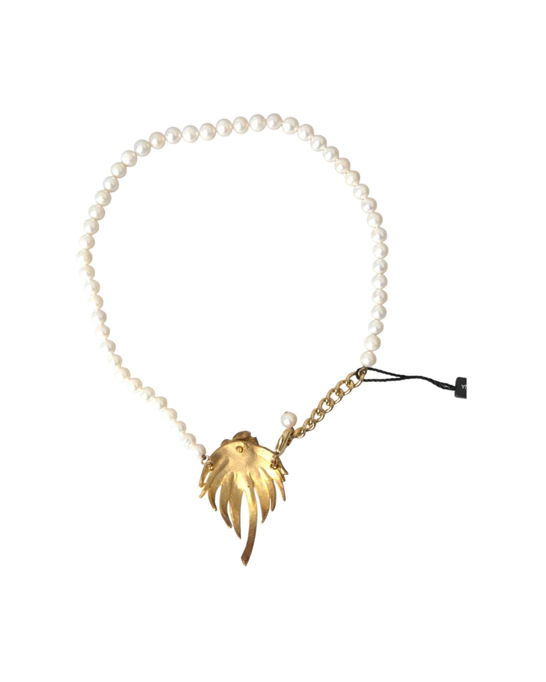 Dolce & Gabbana Brass Crystal Pearl Tree Pendant Charm Gold Necklace Glam Steals