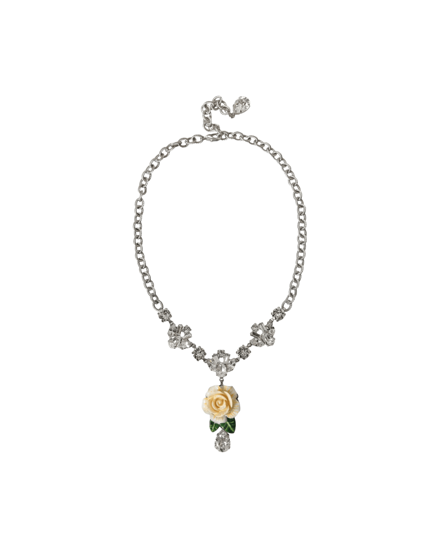 Dolce & Silver Gabbana Brass Crystal Roses Pendants Clear Necklace Glam Steals