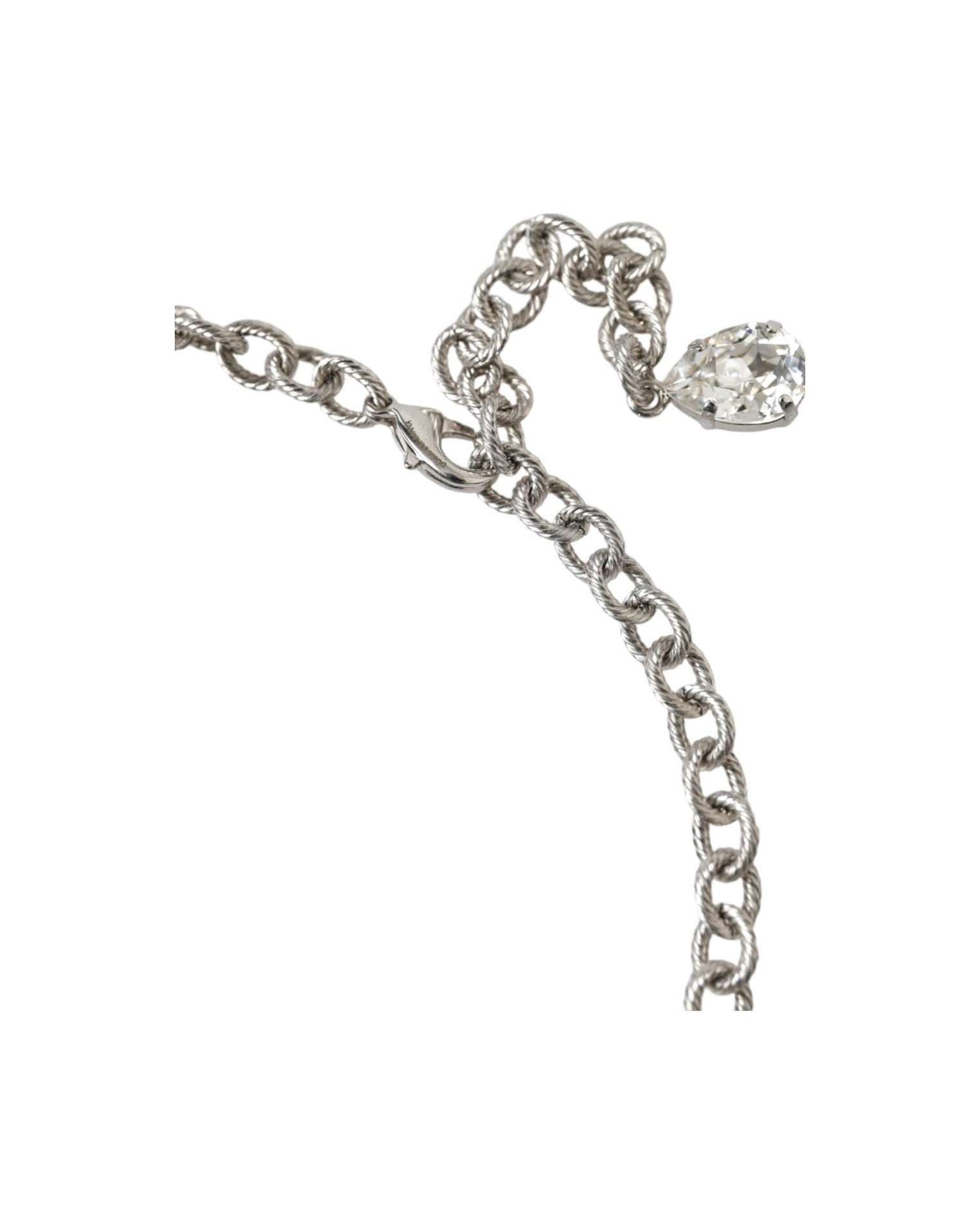 Dolce & Gabbana Brass Crystal Roses Pendants Silver Clear Necklace Glam Steals