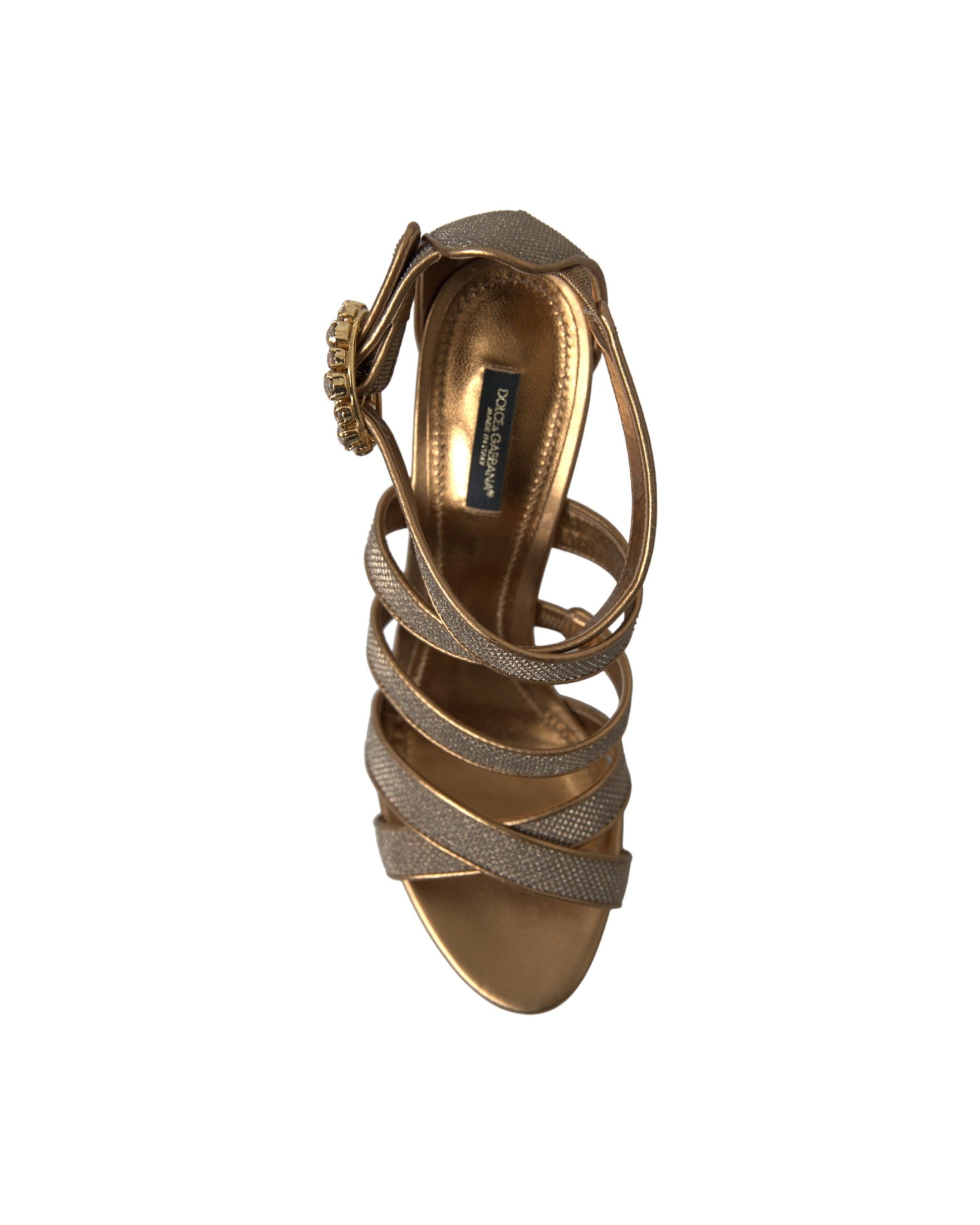 Dolce & Gabbana Bronze Crystal Stiletto Heels Sandals Glam Steals