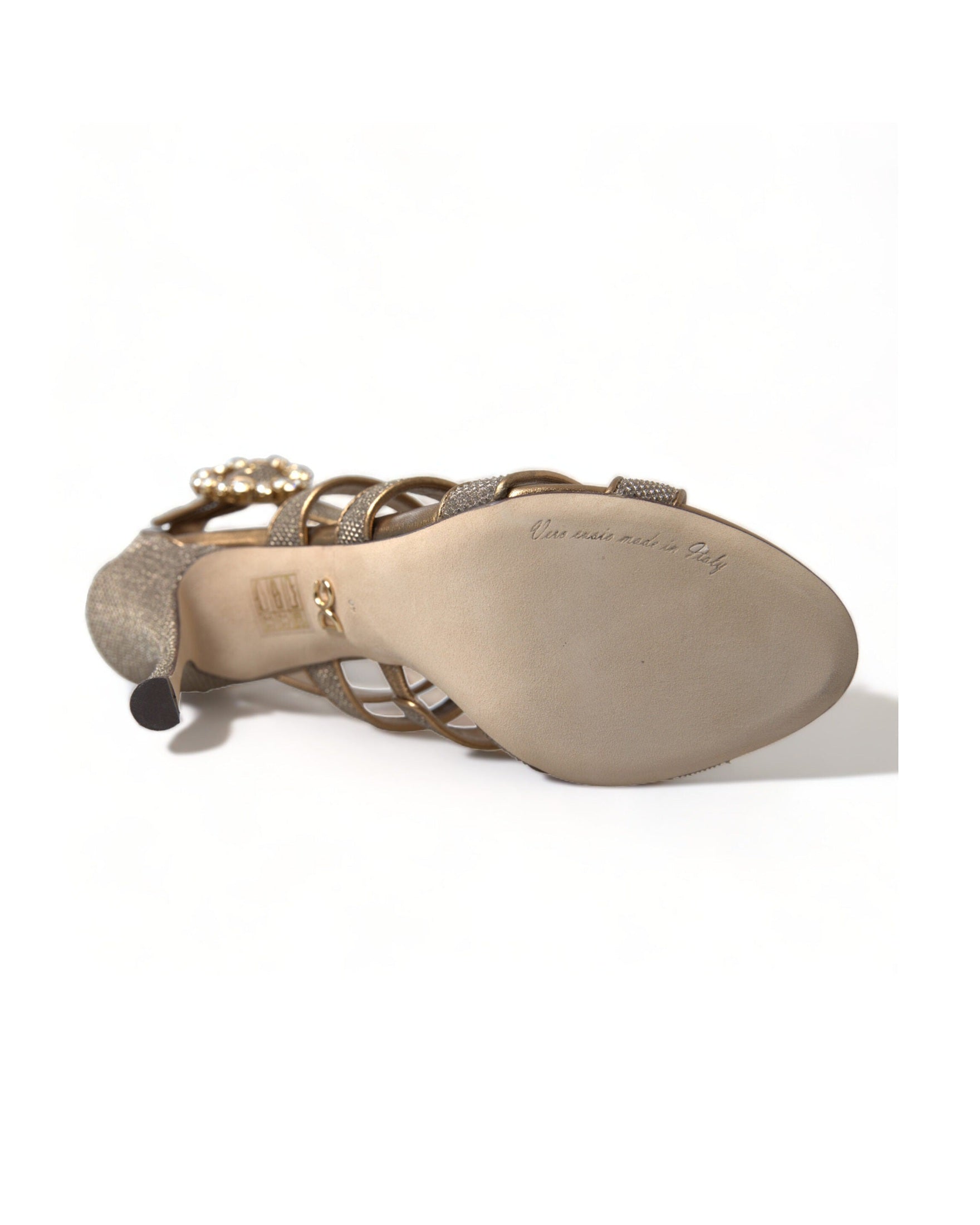 Dolce & Gabbana Bronze Crystal Stiletto Heels Sandals Glam Steals
