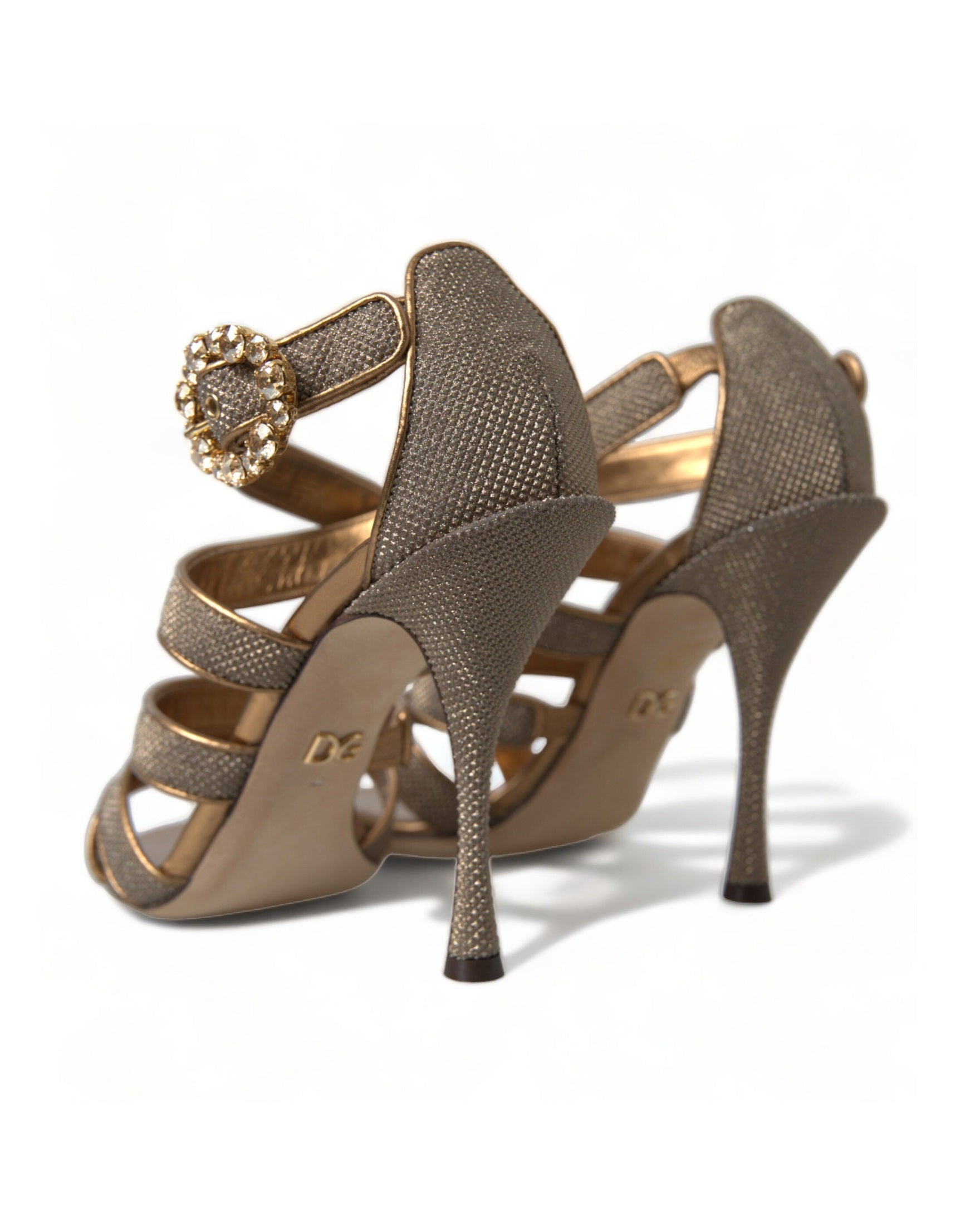 Dolce & Gabbana Bronze Crystal Stiletto Heels Sandals Glam Steals