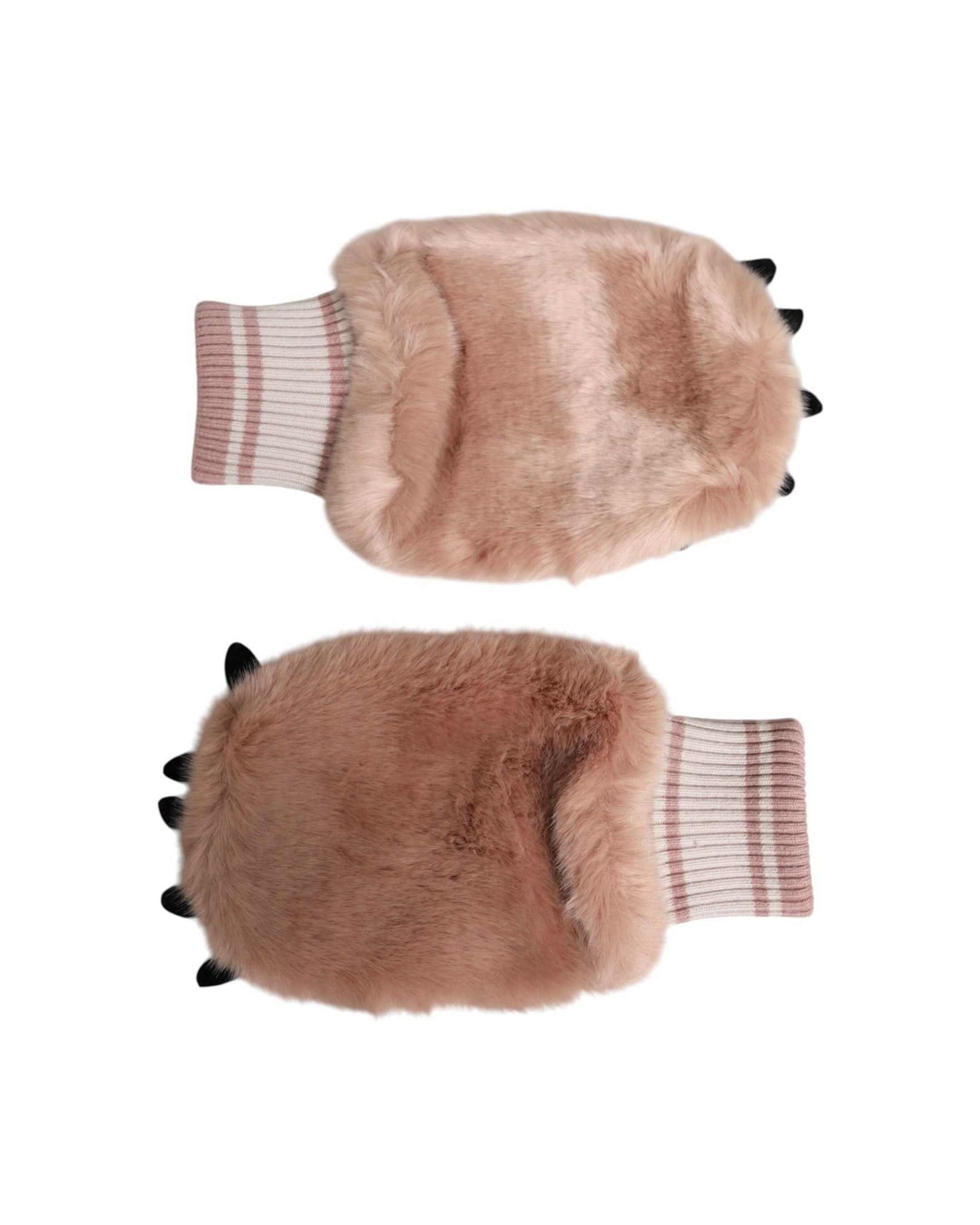 Dolce & Gabbana Brown Acrylic Knitted Fur Wrist Mitten Gloves Gloves & Mittens