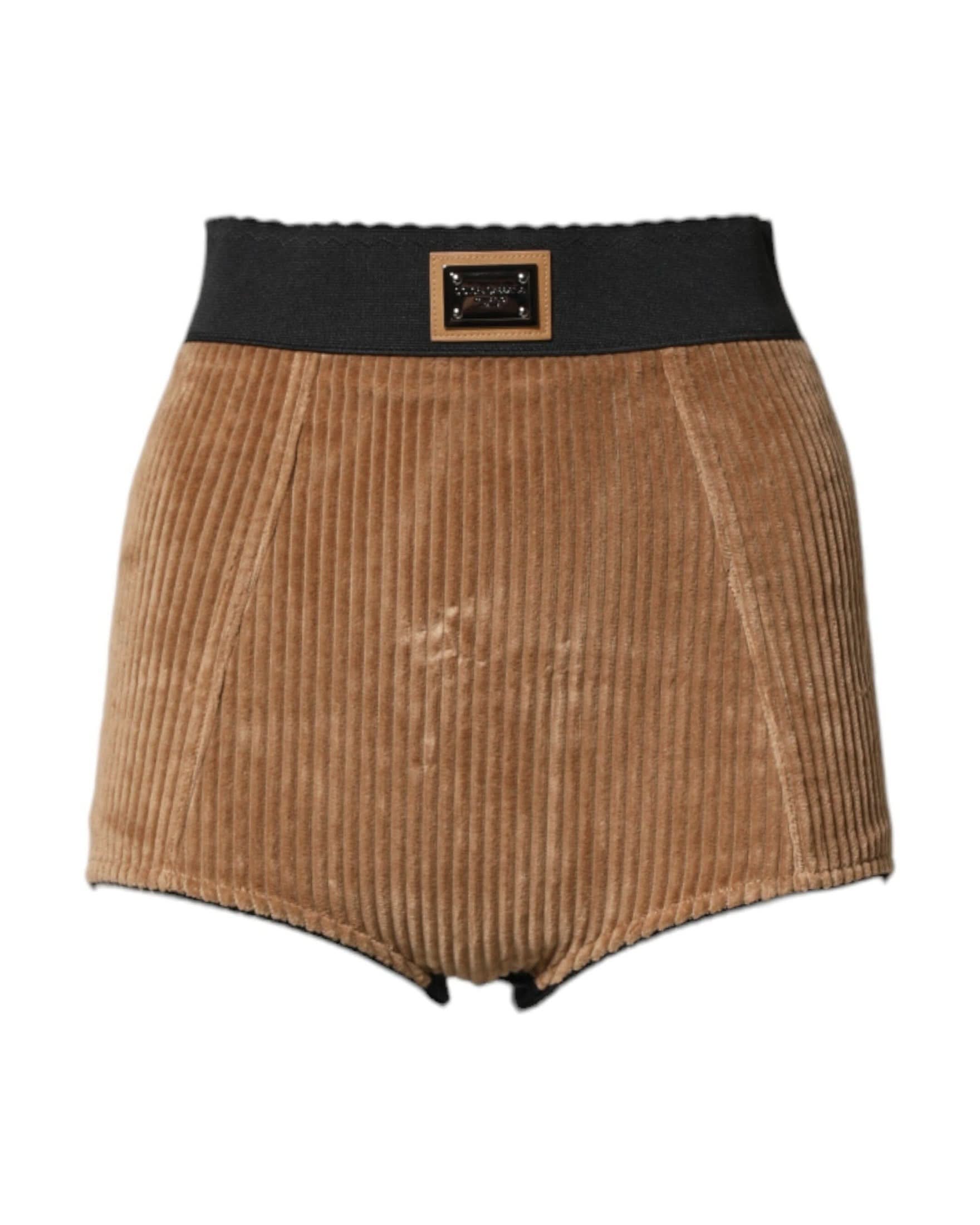 Dolce & Gabbana Brown Cotton High Waisted Hot Pant Shorts