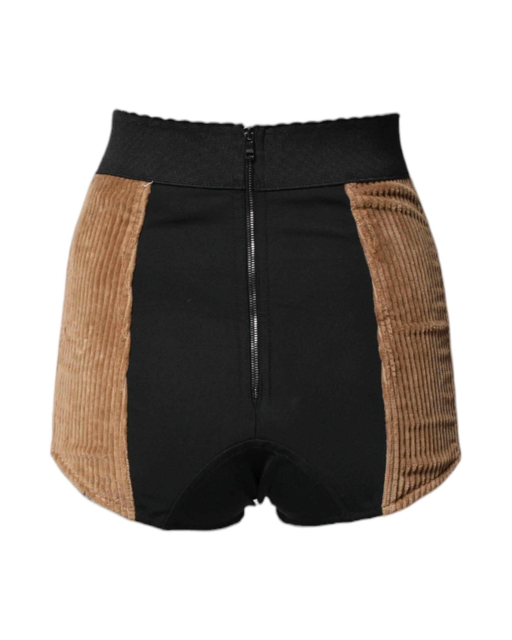 Dolce & Gabbana Brown Cotton High Waisted Hot Pant Shorts