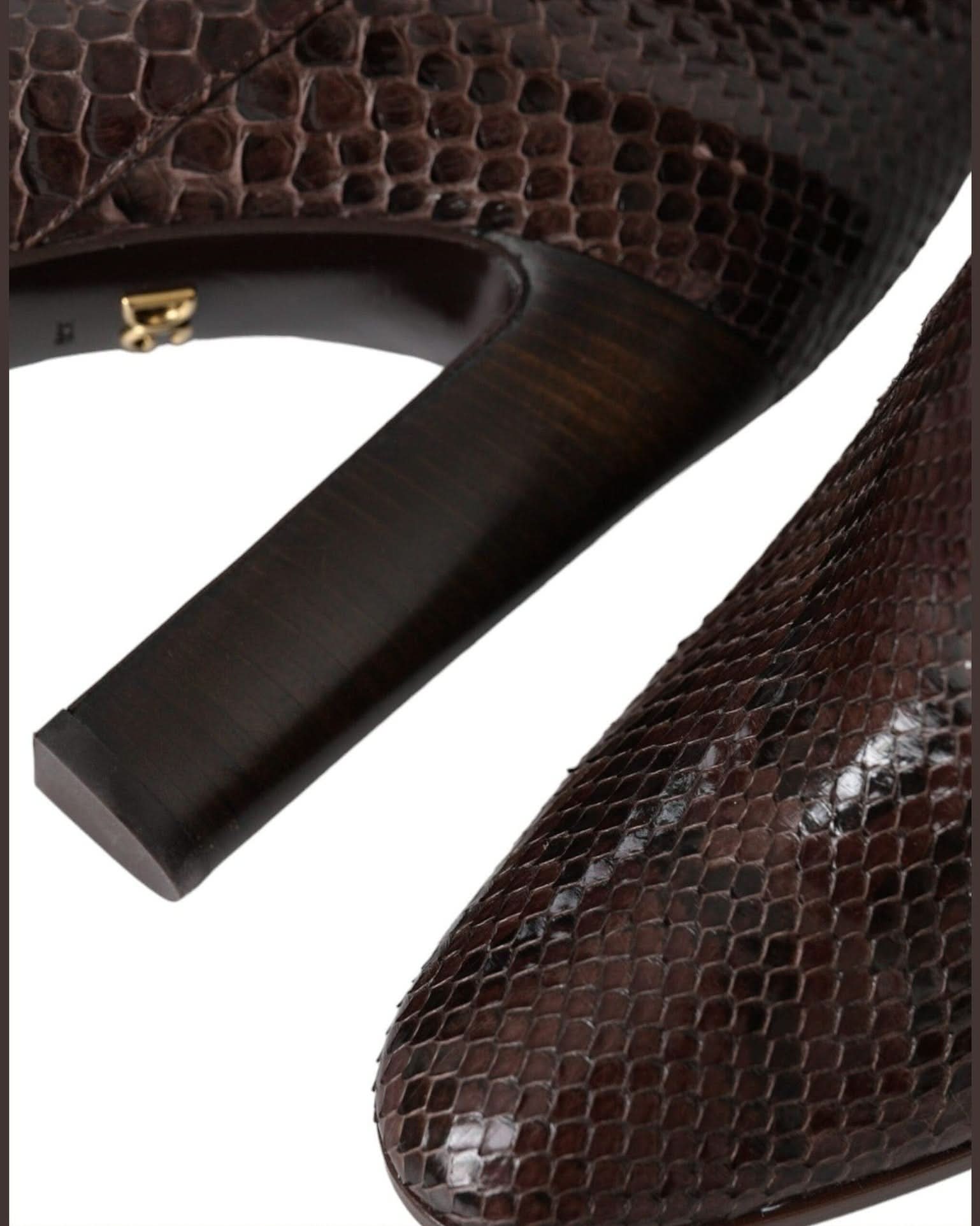 Dolce & Gabbana Brown Exotic Leather Heels High Boots Shoes Boots