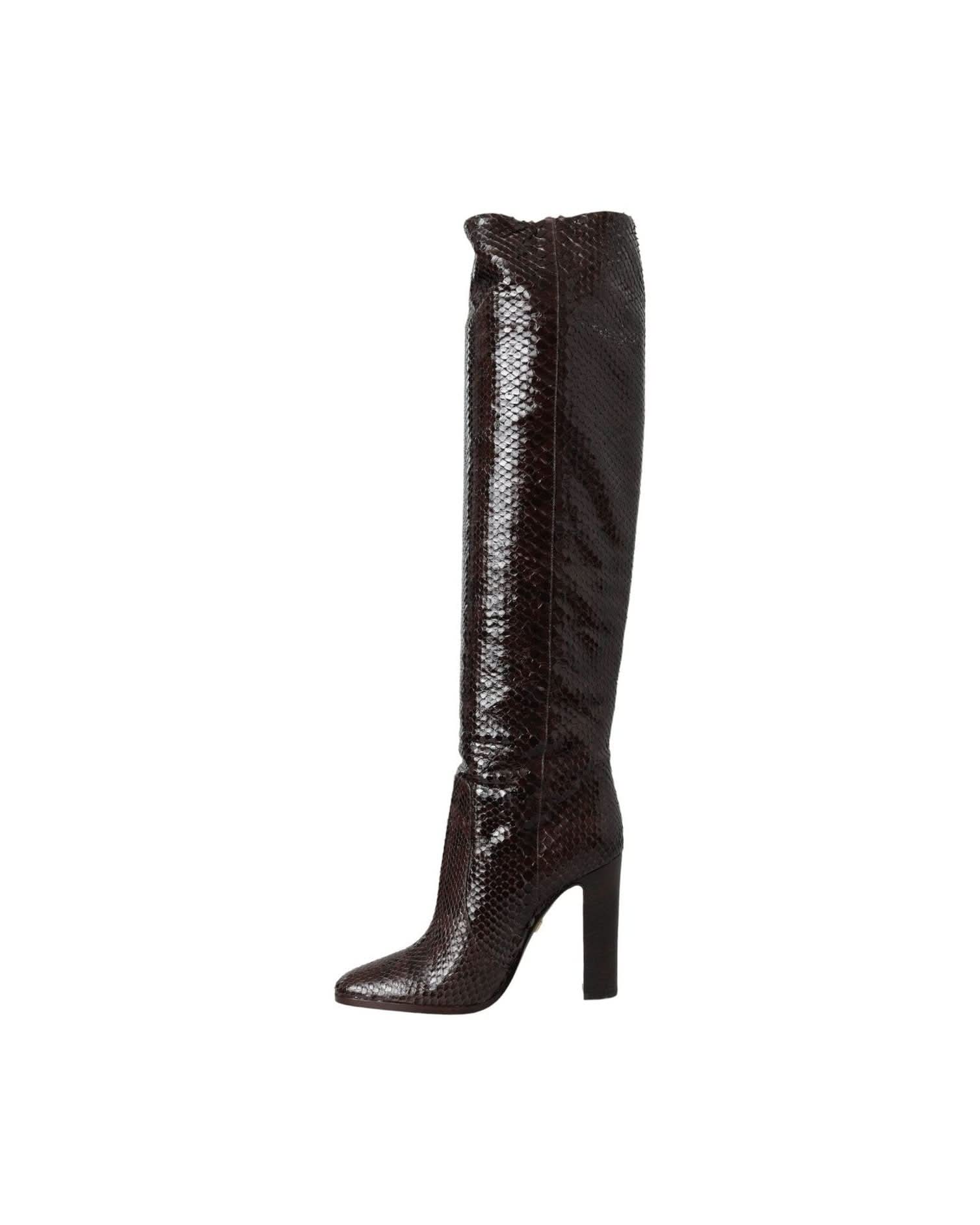 Dolce & Gabbana Brown Exotic Leather Heels High Boots Shoes Boots