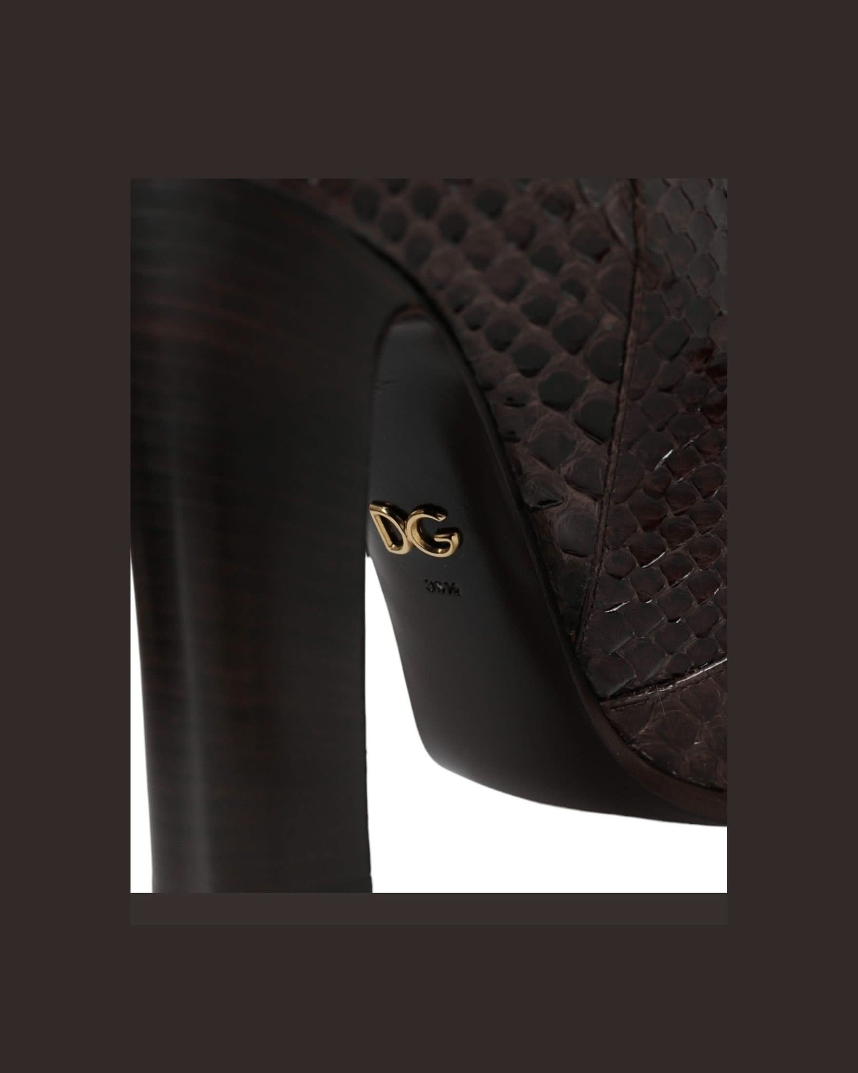 Dolce & Gabbana Brown Exotic Leather Heels High Boots Shoes Boots