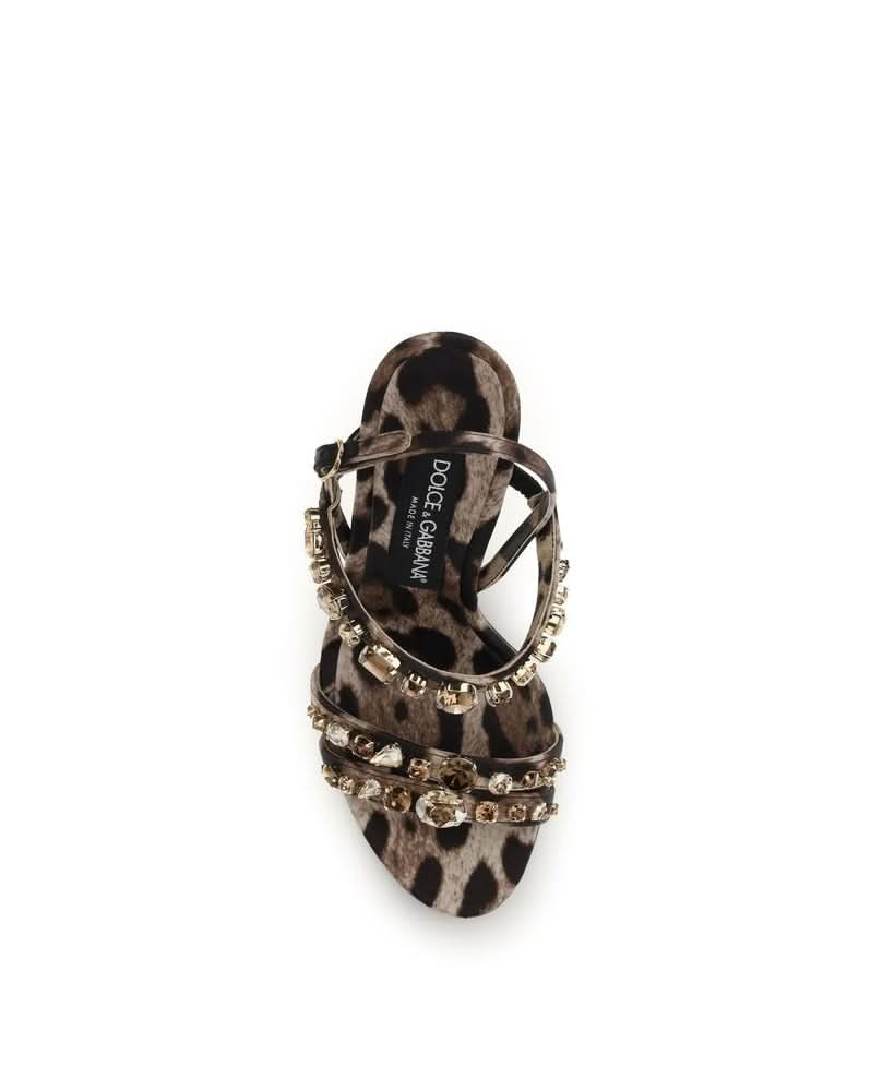 Dolce & Gabbana Brown Fabric Stiletto Heel Sandals