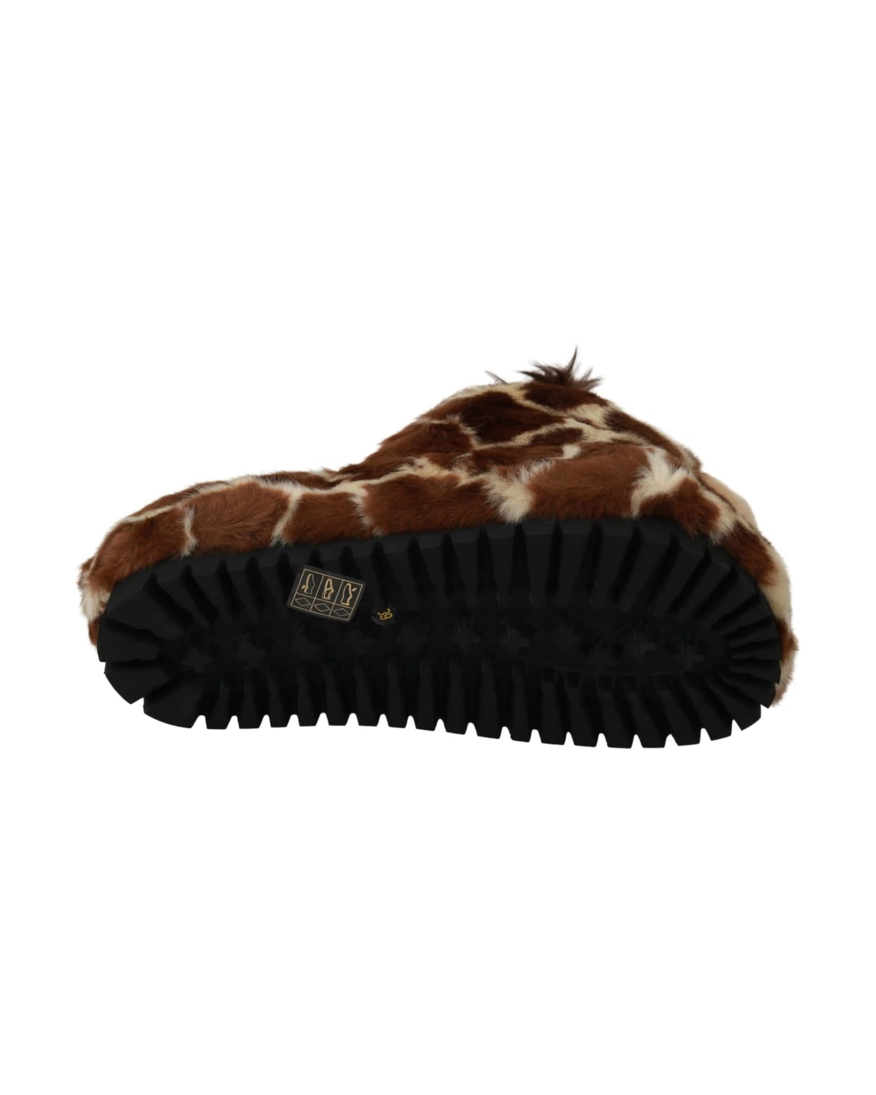 Dolce & Gabbana Brown Giraffe Slippers Flats Sandals Shoes Flats