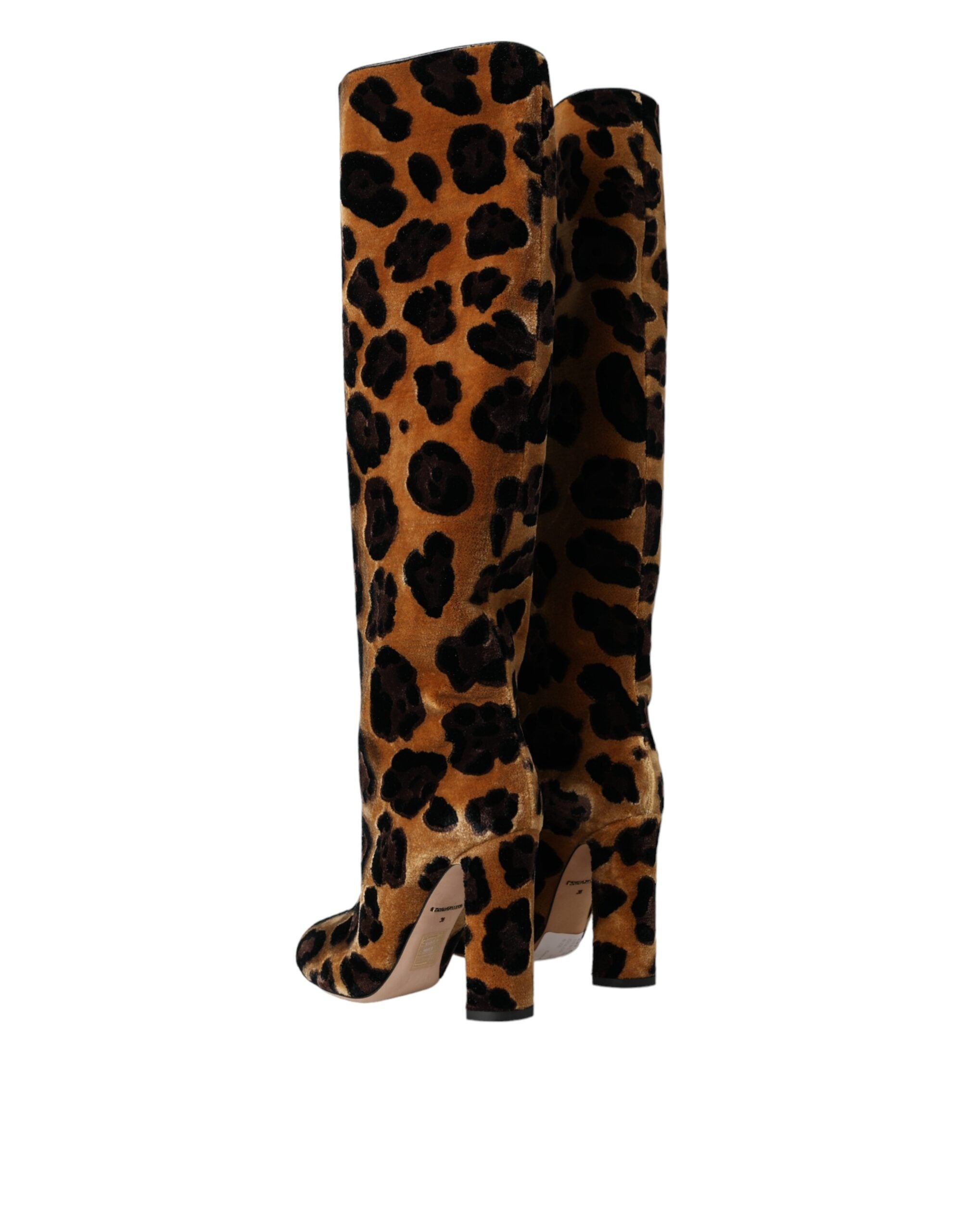 Dolce & Gabbana Brown Giraffe Velvet Leather Boots Shoes Glam Steals