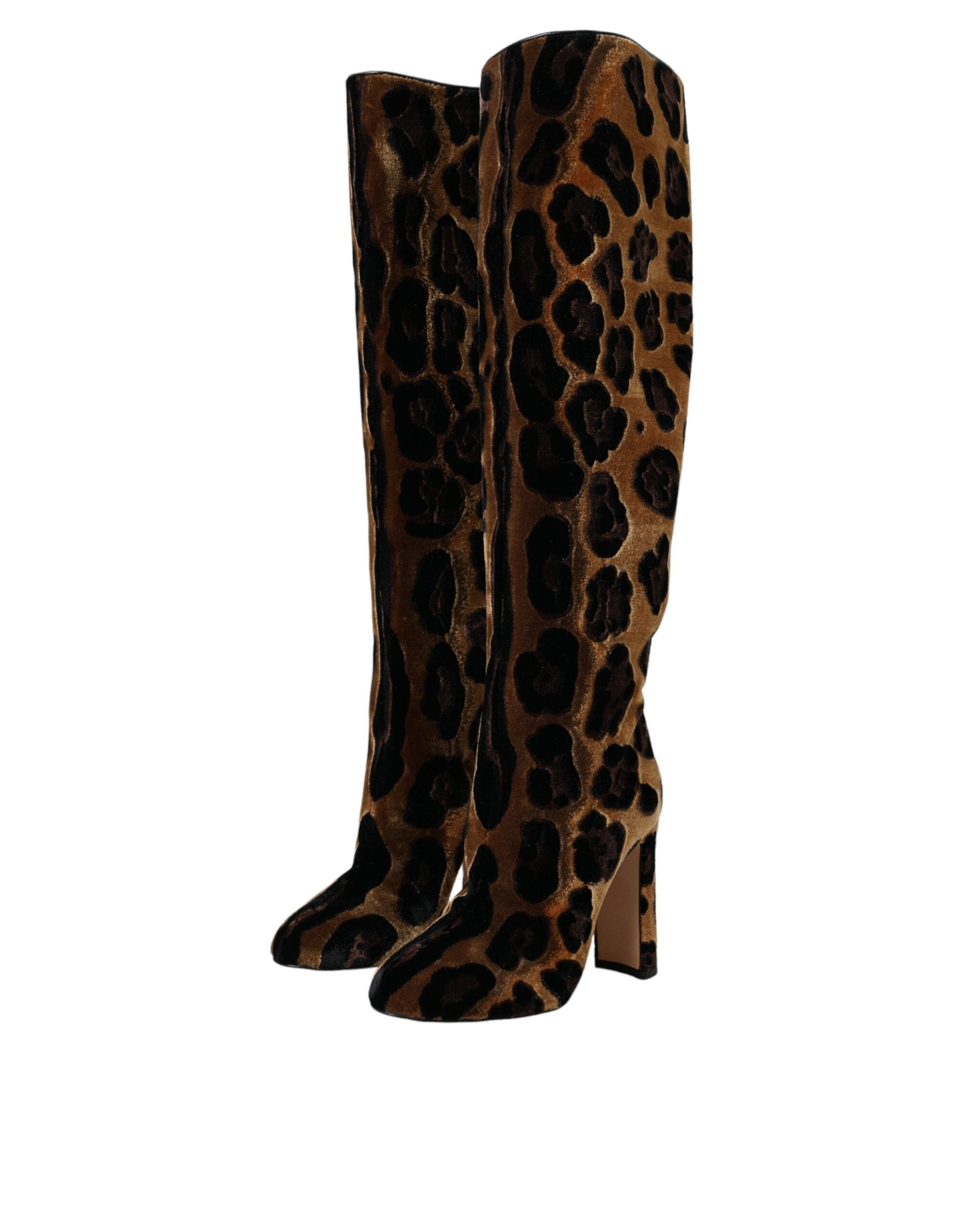 Dolce & Gabbana Brown Giraffe Velvet Leather Boots Shoes Glam Steals