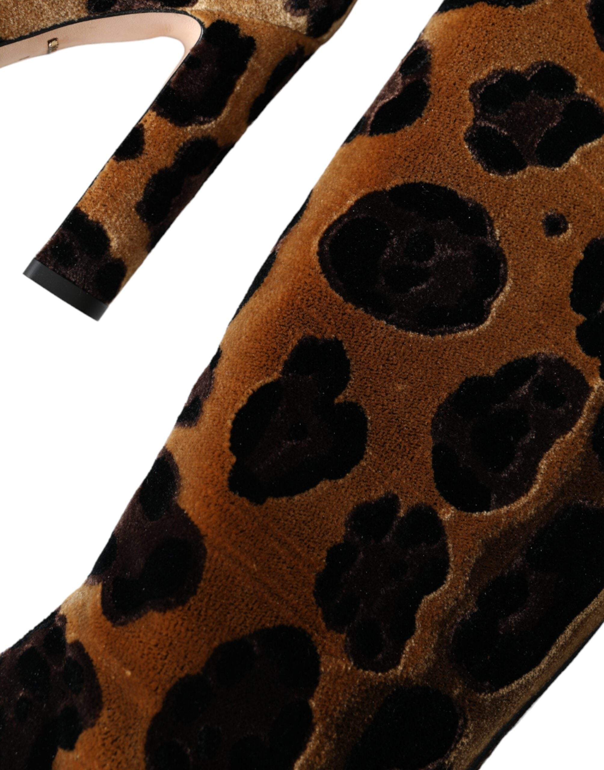 Dolce & Gabbana Brown Giraffe Velvet Leather Boots Shoes Glam Steals