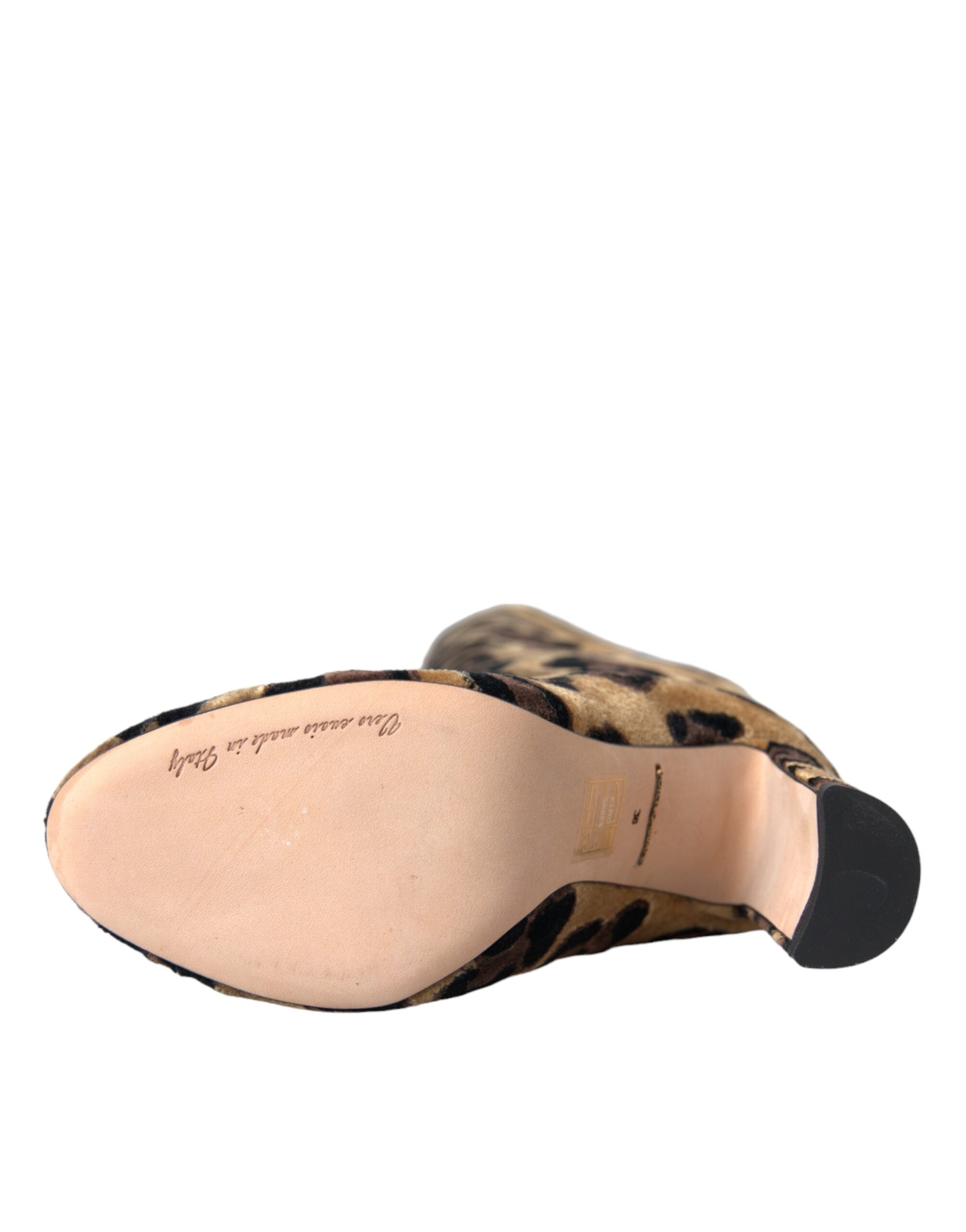 Dolce & Gabbana Brown Giraffe Velvet Leather Boots Shoes Glam Steals
