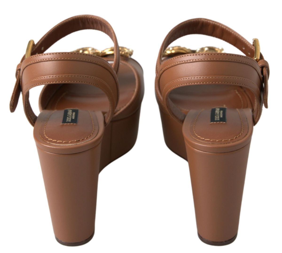 Dolce & Gabbana Brown Leather Amore Wedges Sandals Glam Steals