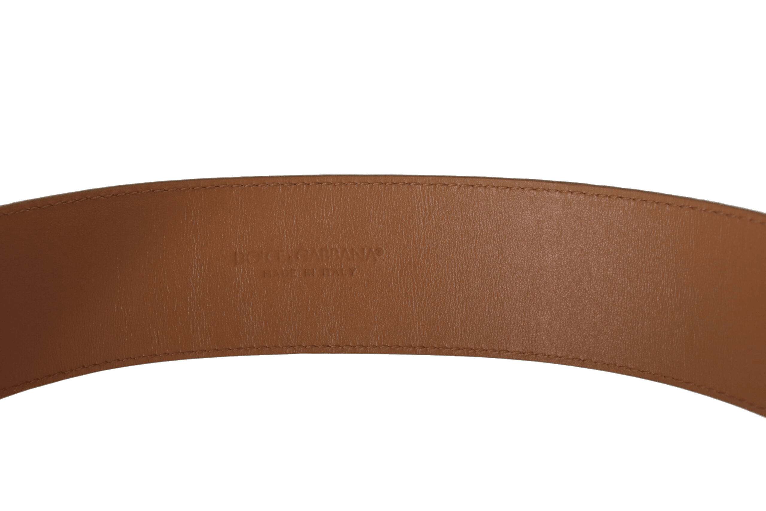 Dolce & Gabbana Brown Leather Beige Gold Metal Oval Buckle Belt Glam Steals