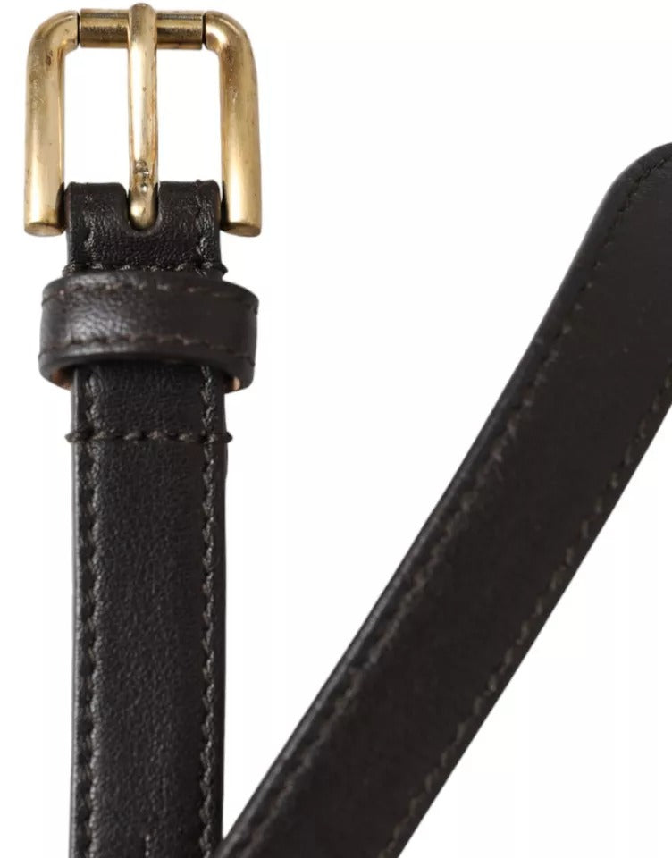 Dolce & Gabbana Brown Leather Dark Gold Metal Buckle Belt Glam Steals