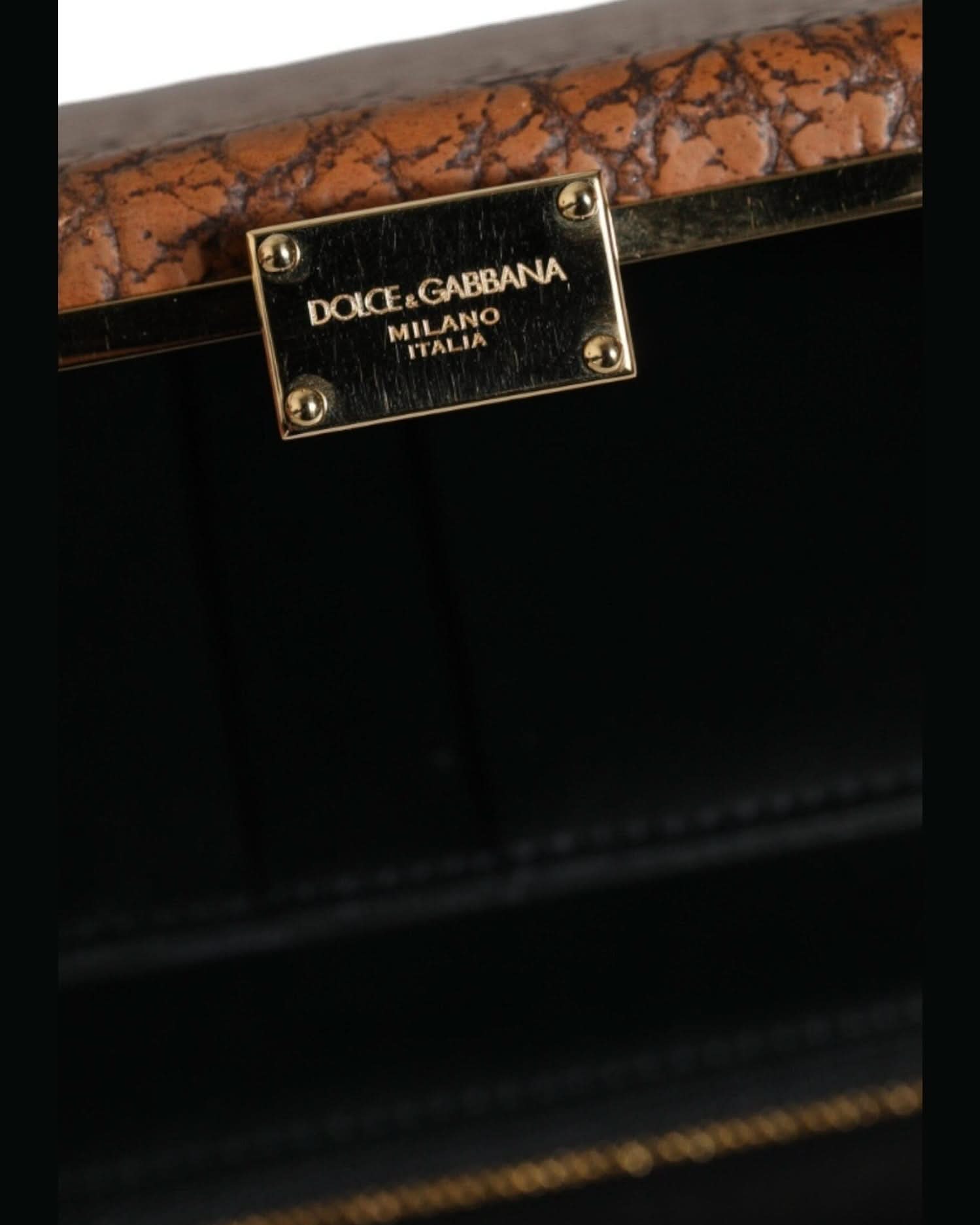 Dolce & Gabbana Brown Leather Clutch Clutch Bags