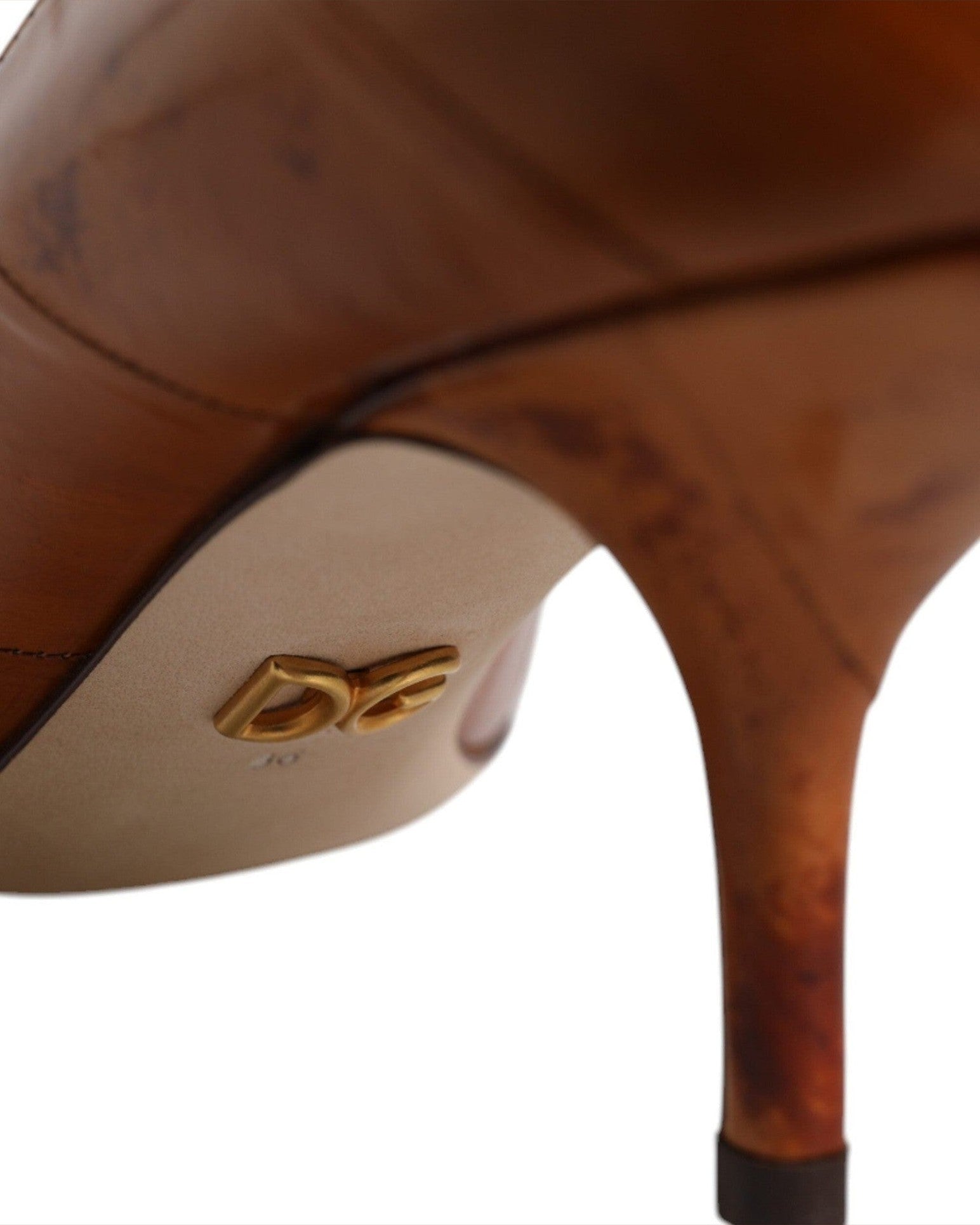Dolce & Gabbana Brown Leather Kitten Heels Pumps Shoes Heels