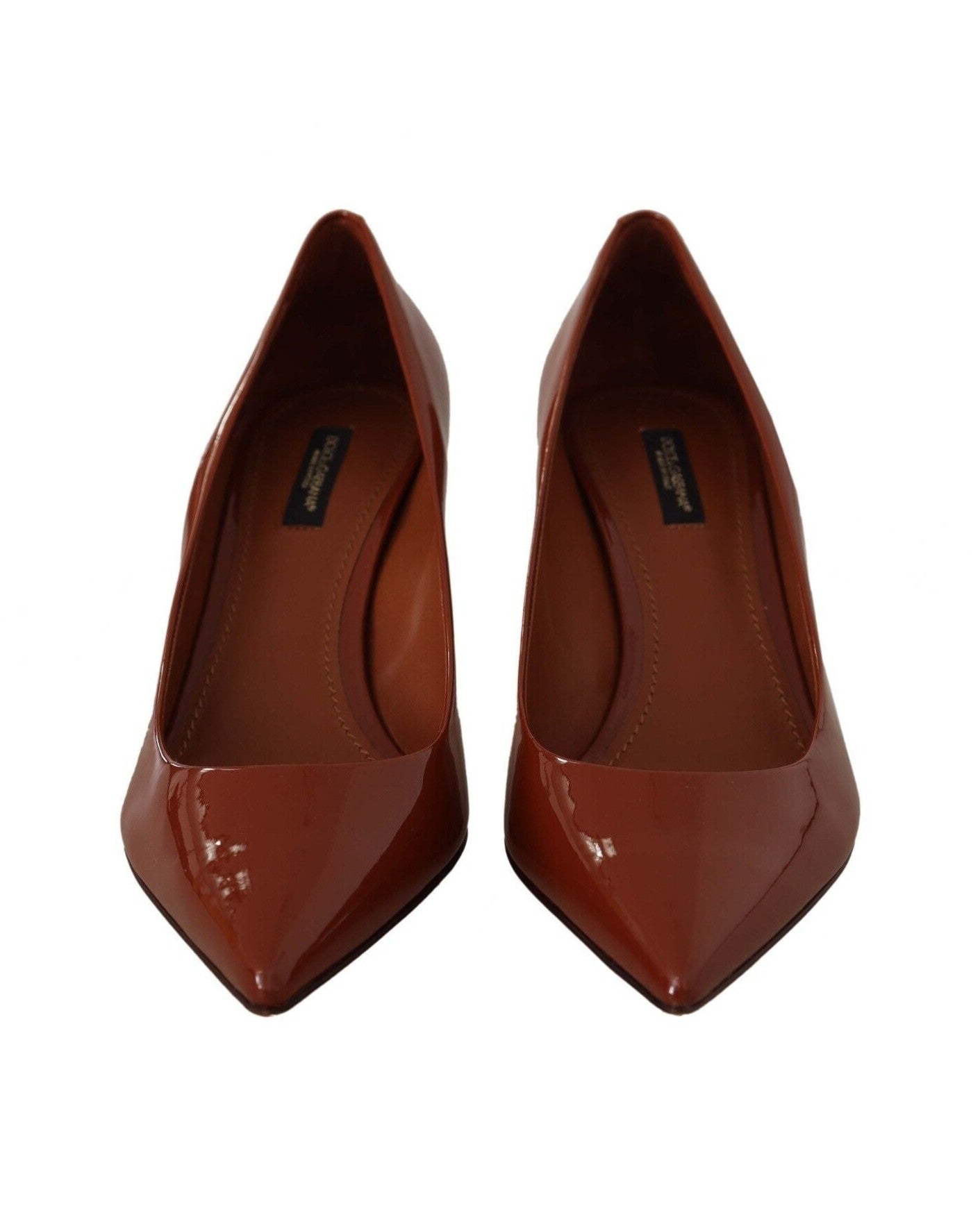 Dolce & Gabbana Brown Leather Kitten Heels Pumps Patent Shoes Glam Steals