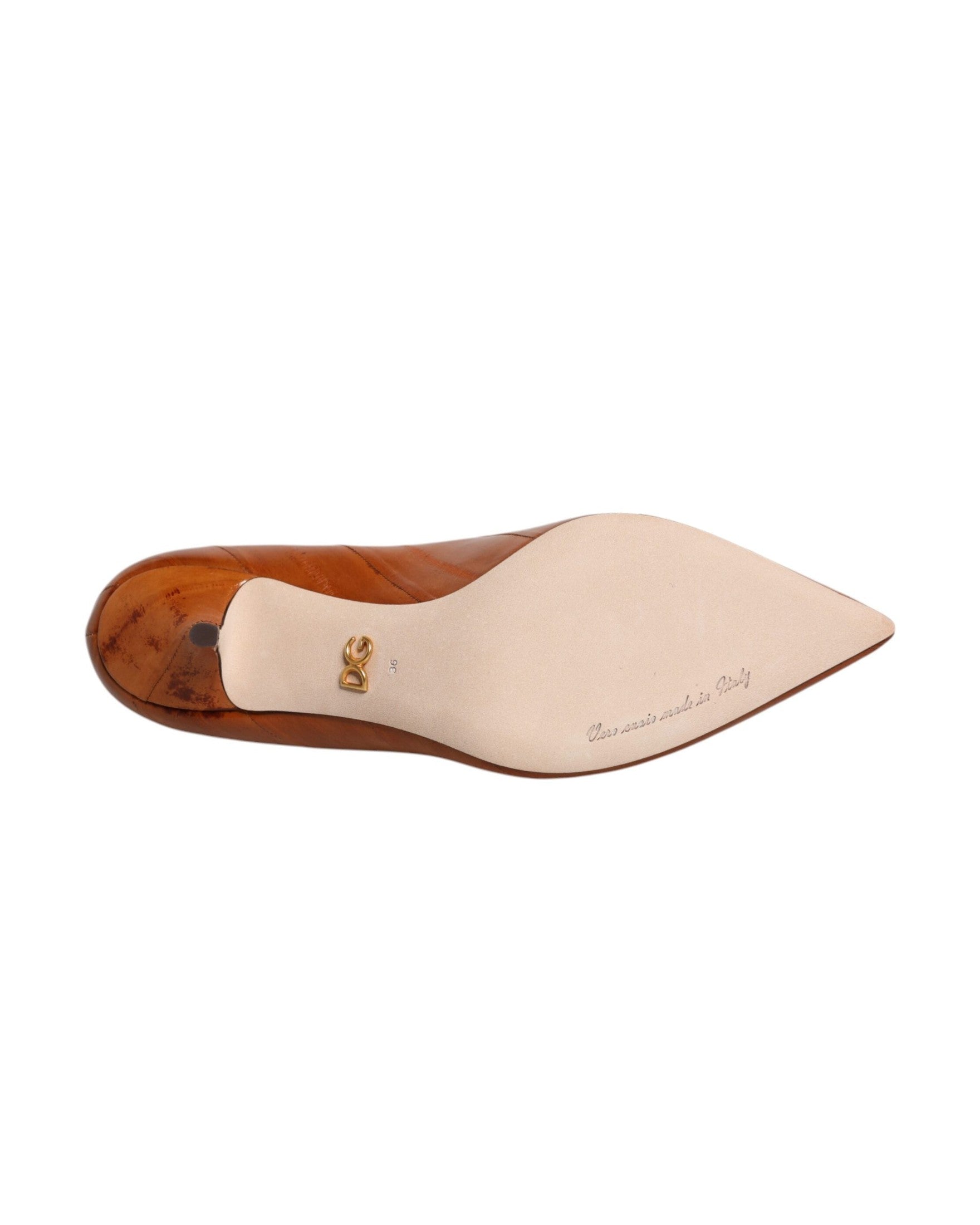 Dolce & Gabbana Brown Leather Kitten Heels Pumps Shoes Glam Steals