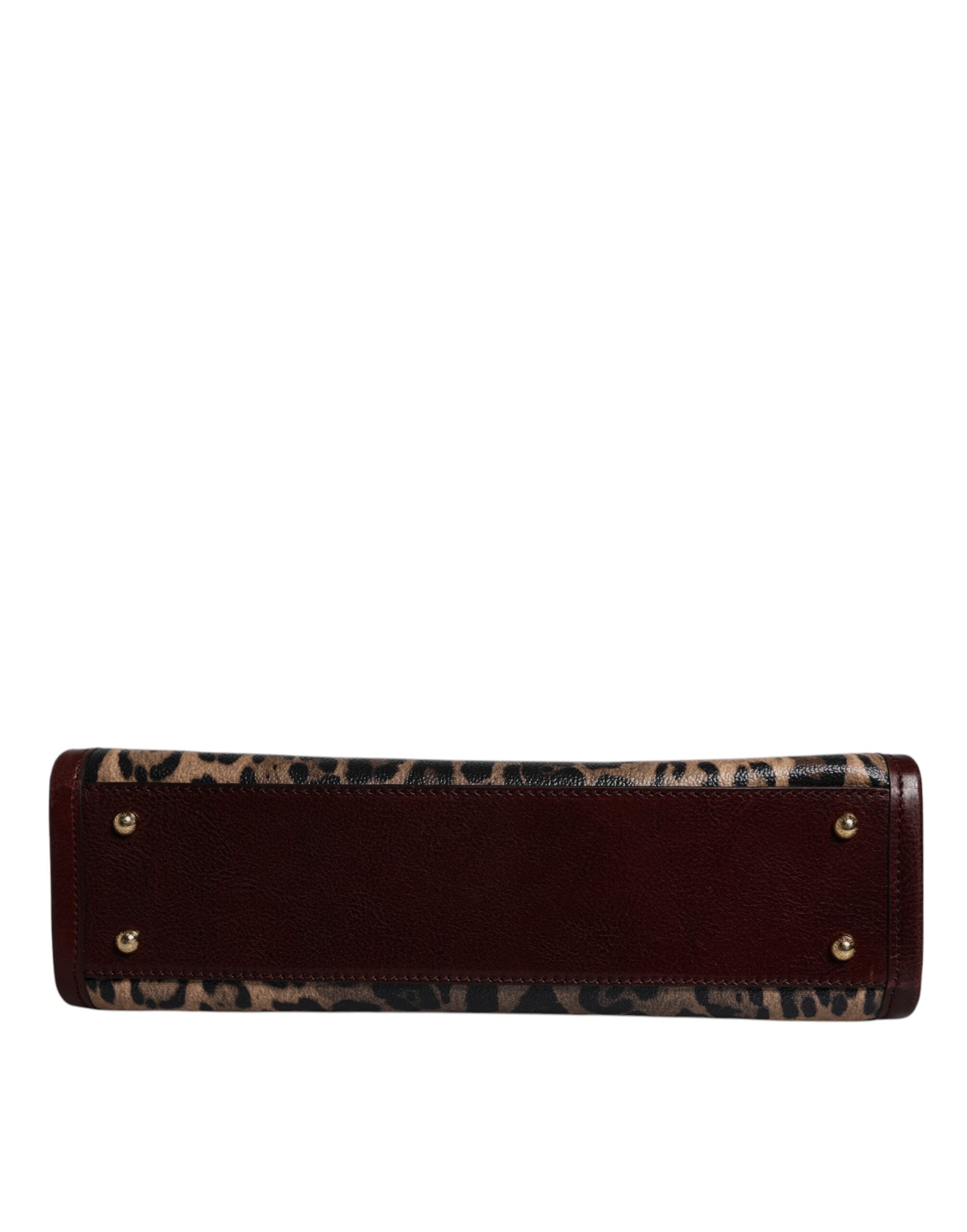 Dolce & Gabbana Brown Leather Leopard Shoulder Strap Tote Bag Glam Steals