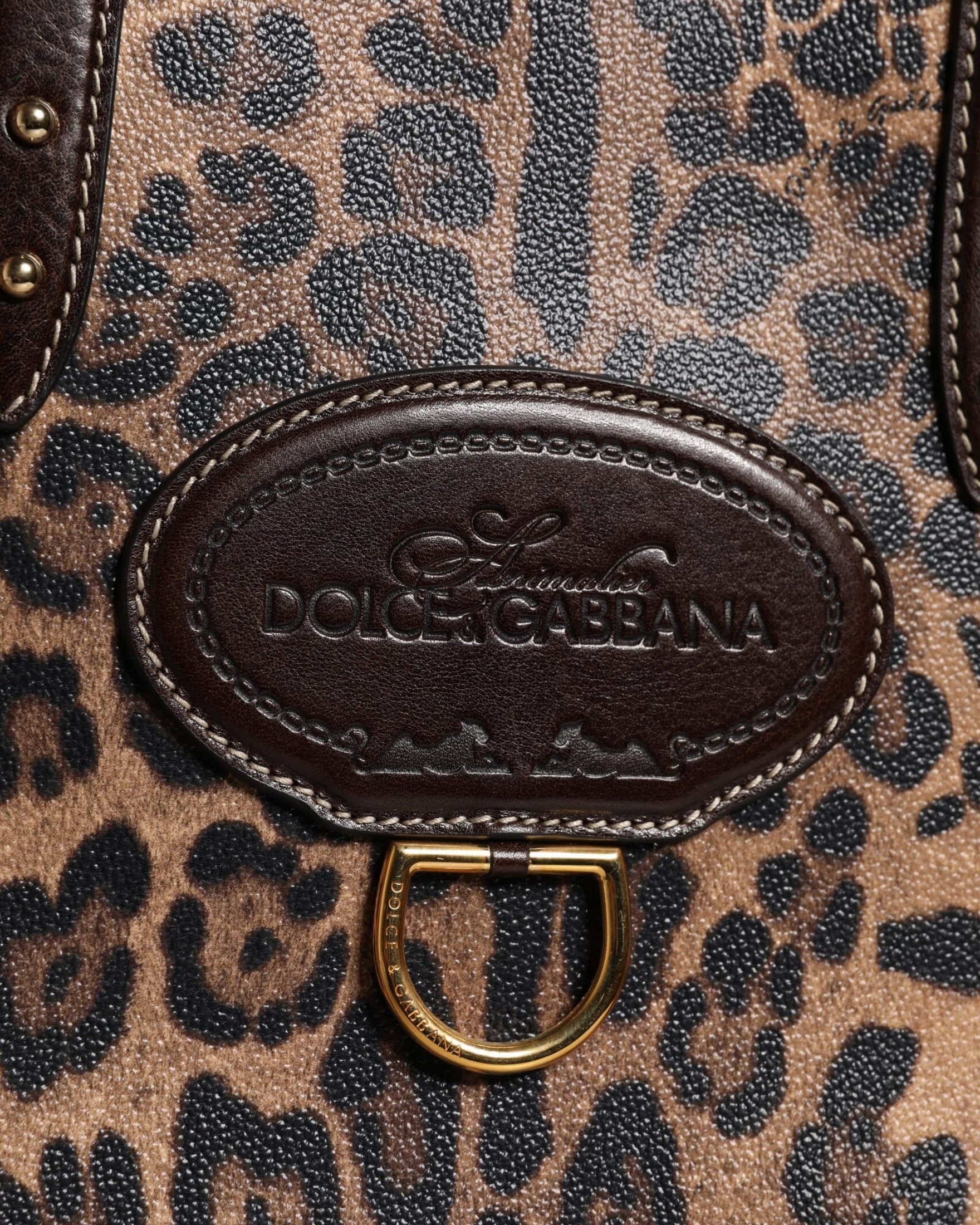 Dolce & Gabbana Brown Leather Leopard Shoulder Strap Tote Bag Glam Steals