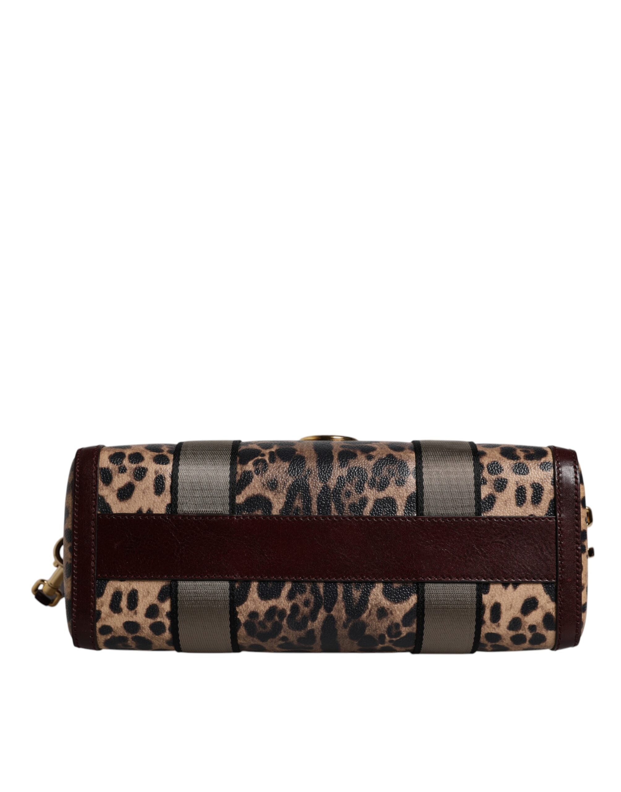 Dolce & Gabbana Brown Leather Leopard Shoulder Strap Duffle Bag Glam Steals