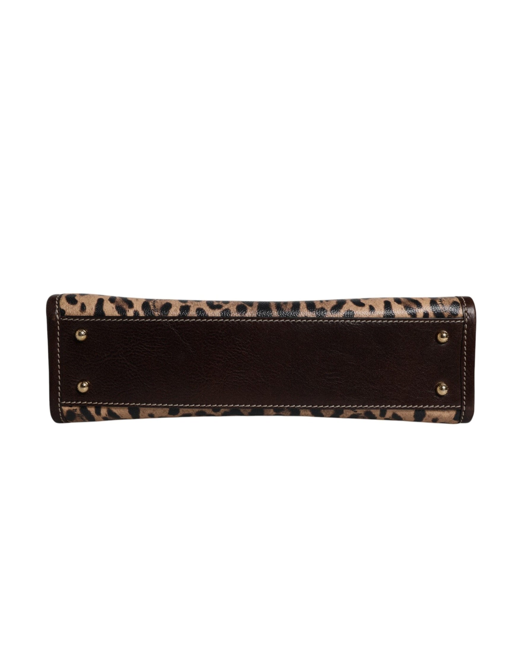 Dolce & Gabbana Brown Leather Leopard Shoulder Strap Tote Bag Glam Steals