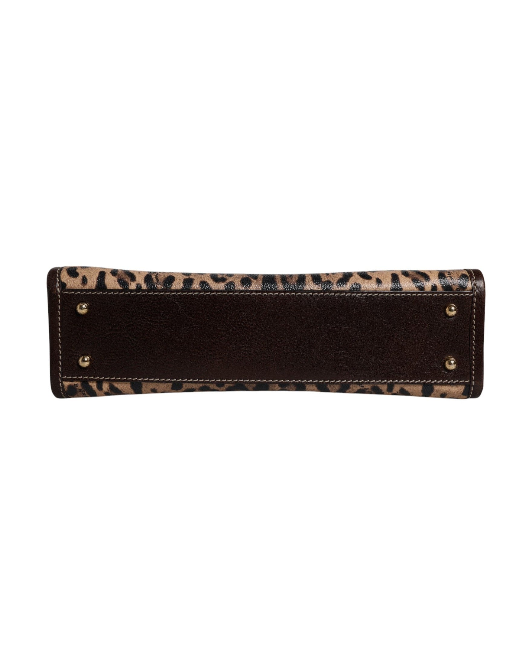Dolce & Gabbana Brown Leather Leopard Shoulder Strap Tote Bag Glam Steals