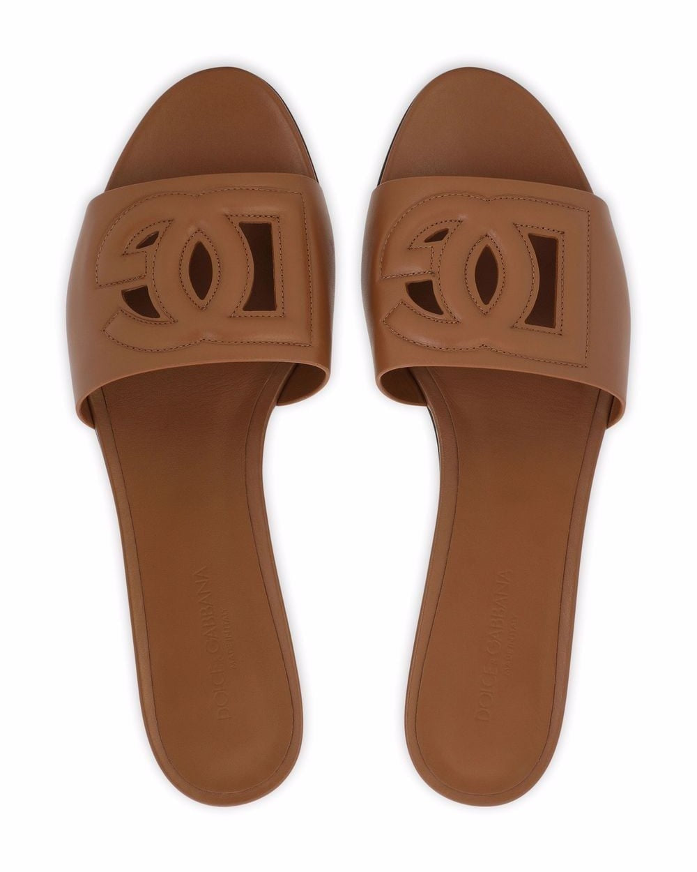 Dolce & Gabbana Brown Leather Sandals Flats