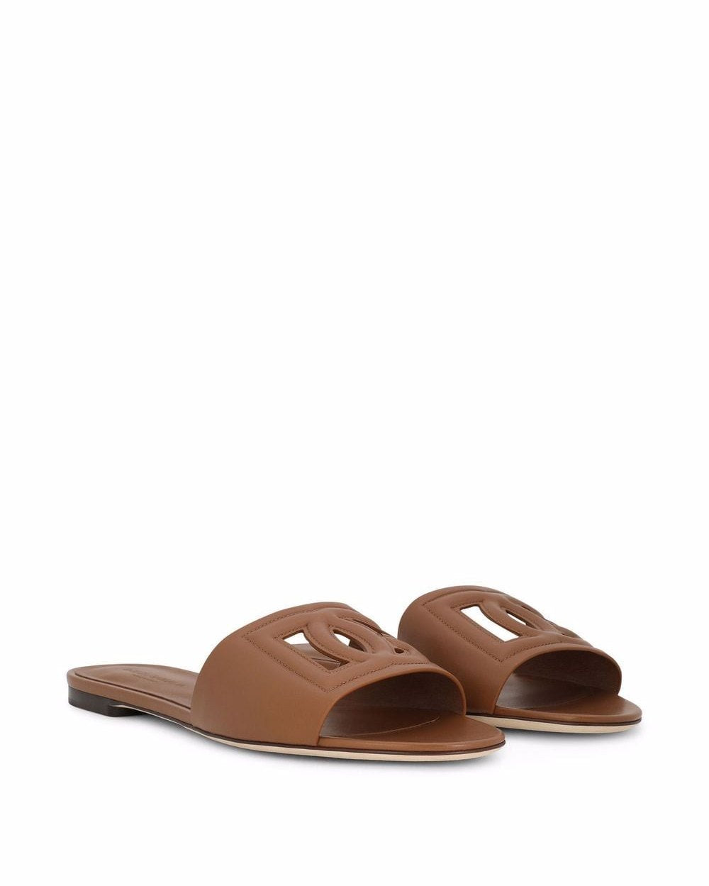 Dolce & Gabbana Brown Leather Sandals Flats