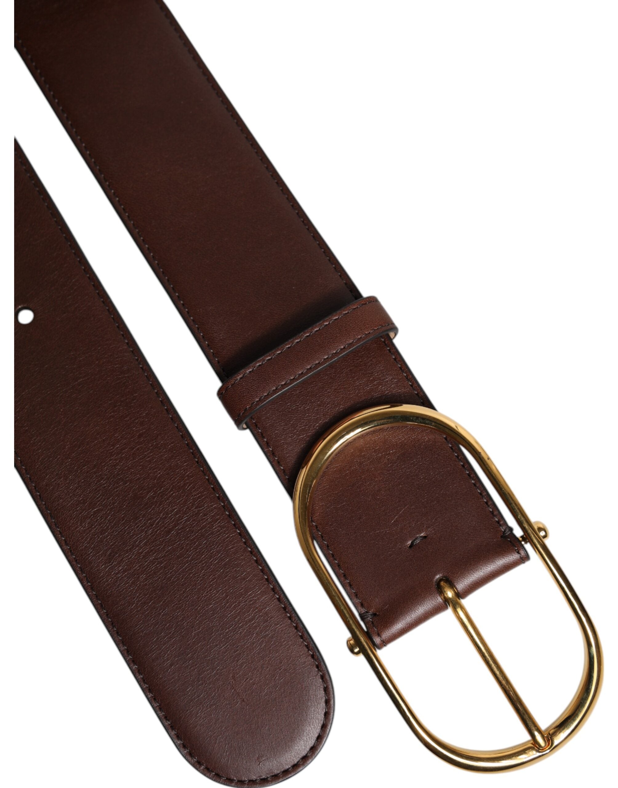 Dolce & Gabbana Brown Leather Waist Gold Metal Buckle Belt Glam Steals