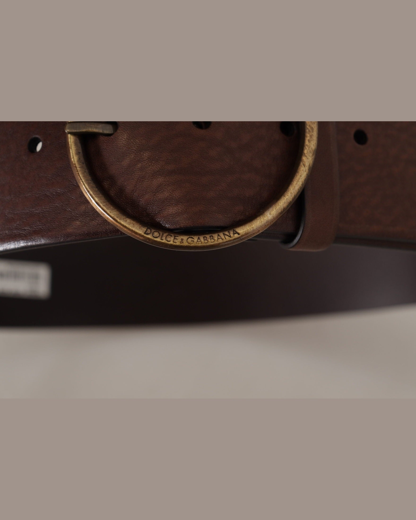 Dolce & Gabbana Brown Leather Wide Waist Logo Metal Round Buckle Belt Glam Steals