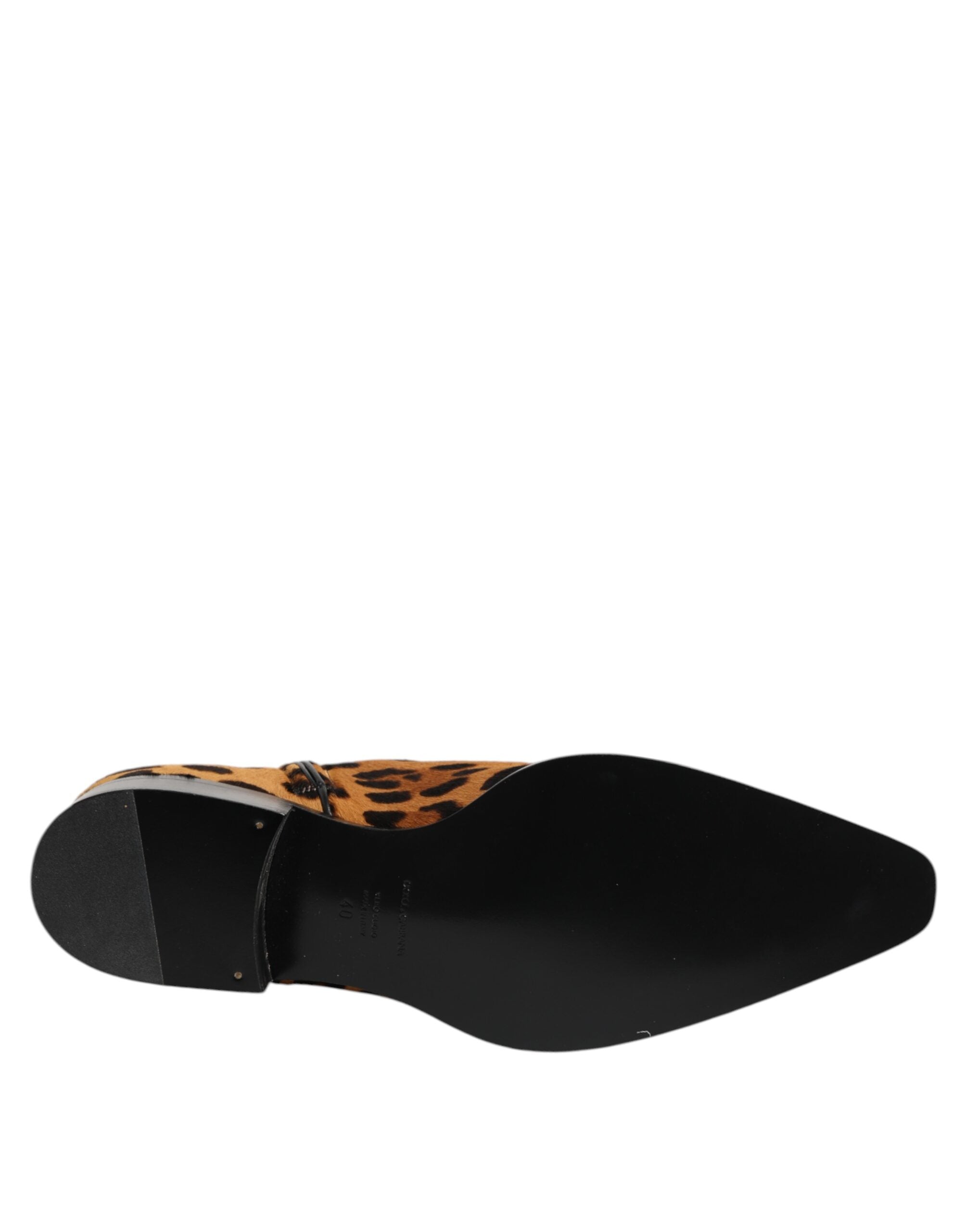 Dolce & Gabbana Brown Leopard Calf Fur Ankle Boots Shoes Glam Steals