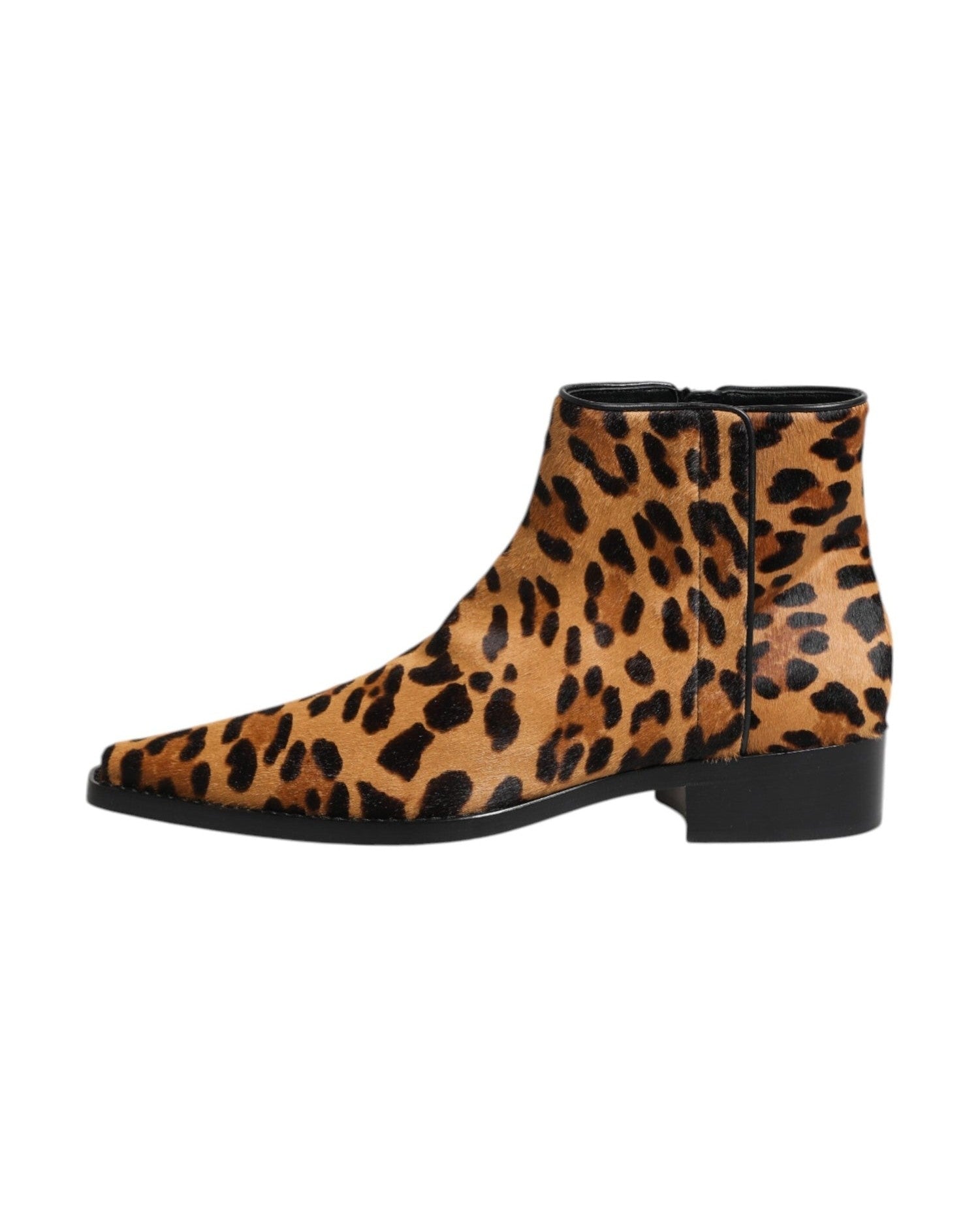 Dolce & Gabbana Brown Leopard Calf Fur Ankle Boots Shoes Glam Steals
