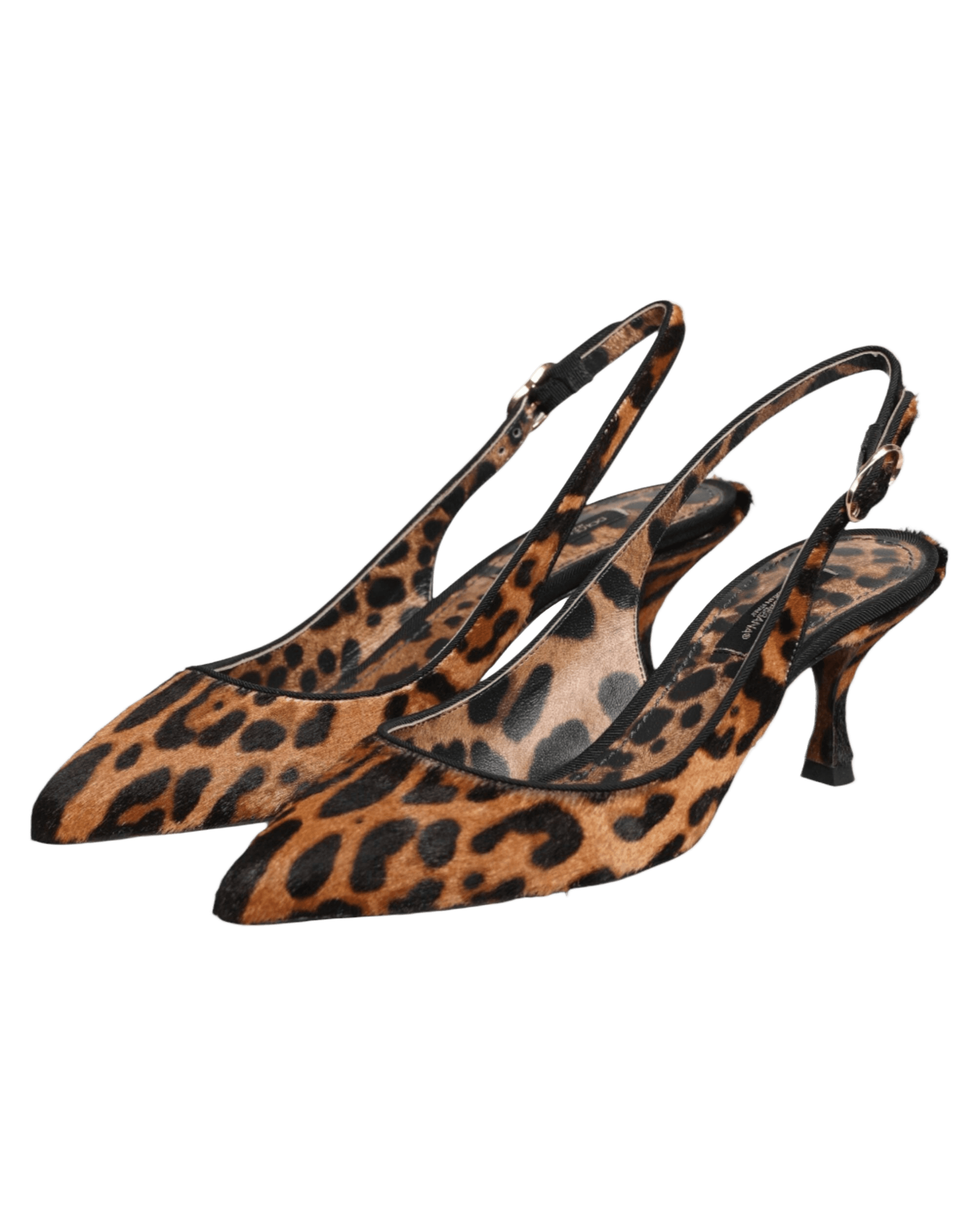 Dolce & Gabbana Brown Leopard Calfskin Fur Slingbacks Shoes Glam Steals