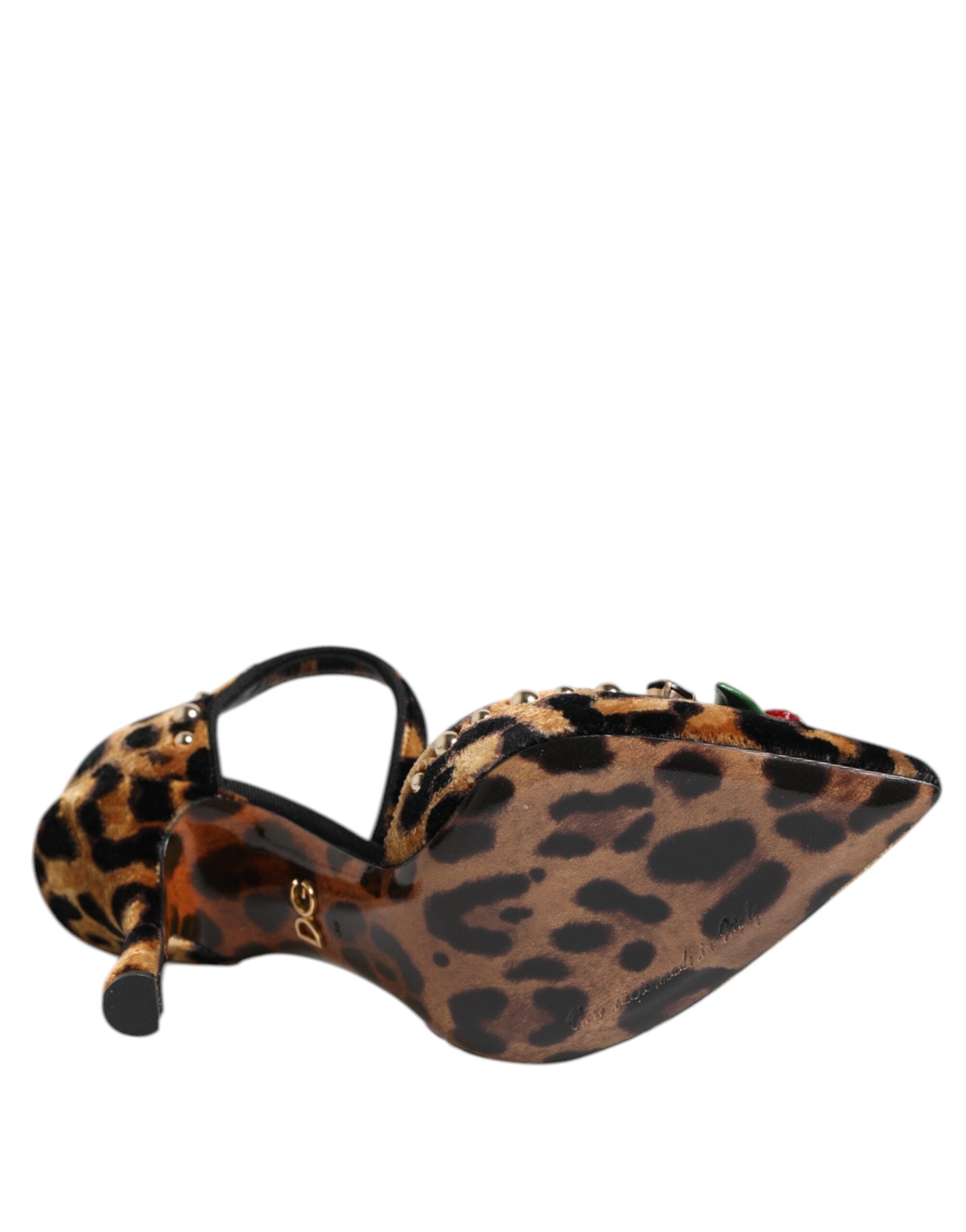 Dolce & Gabbana Brown Leopard Crystal Roses Pumps Shoes Glam Steals