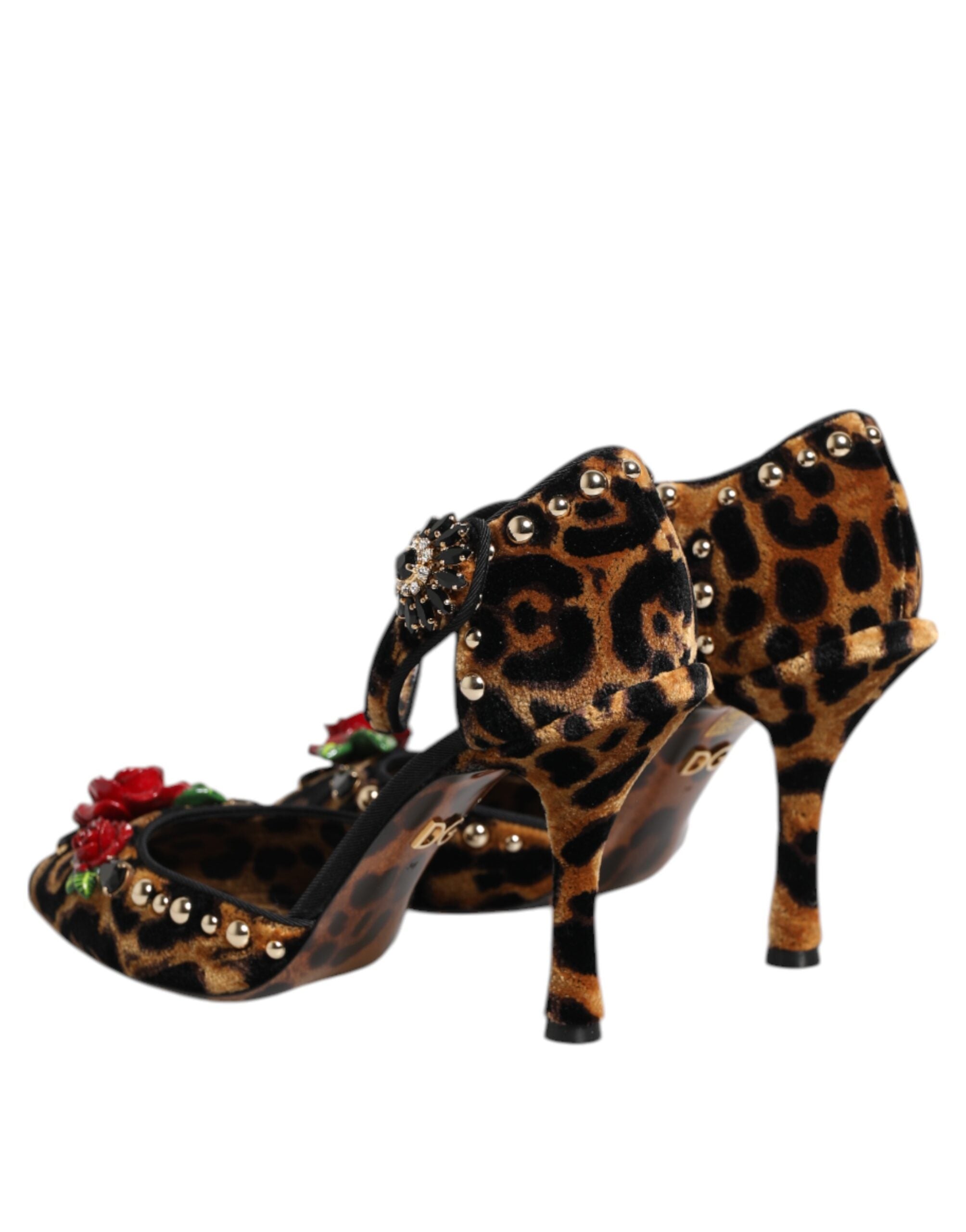 Dolce & Gabbana Brown Leopard Crystal Roses Pumps Shoes Glam Steals